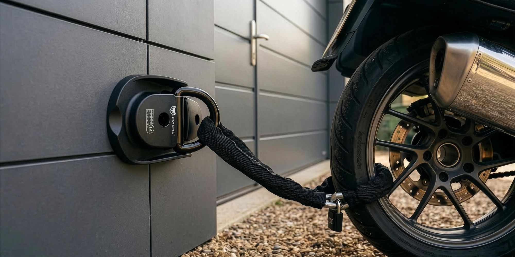 Wandanker Bodenanker für Fahrrad & Motorrad Diebstahlsicherung, 14mm Stahlöse inkl. Montageset, EVI BIKE LockPoint