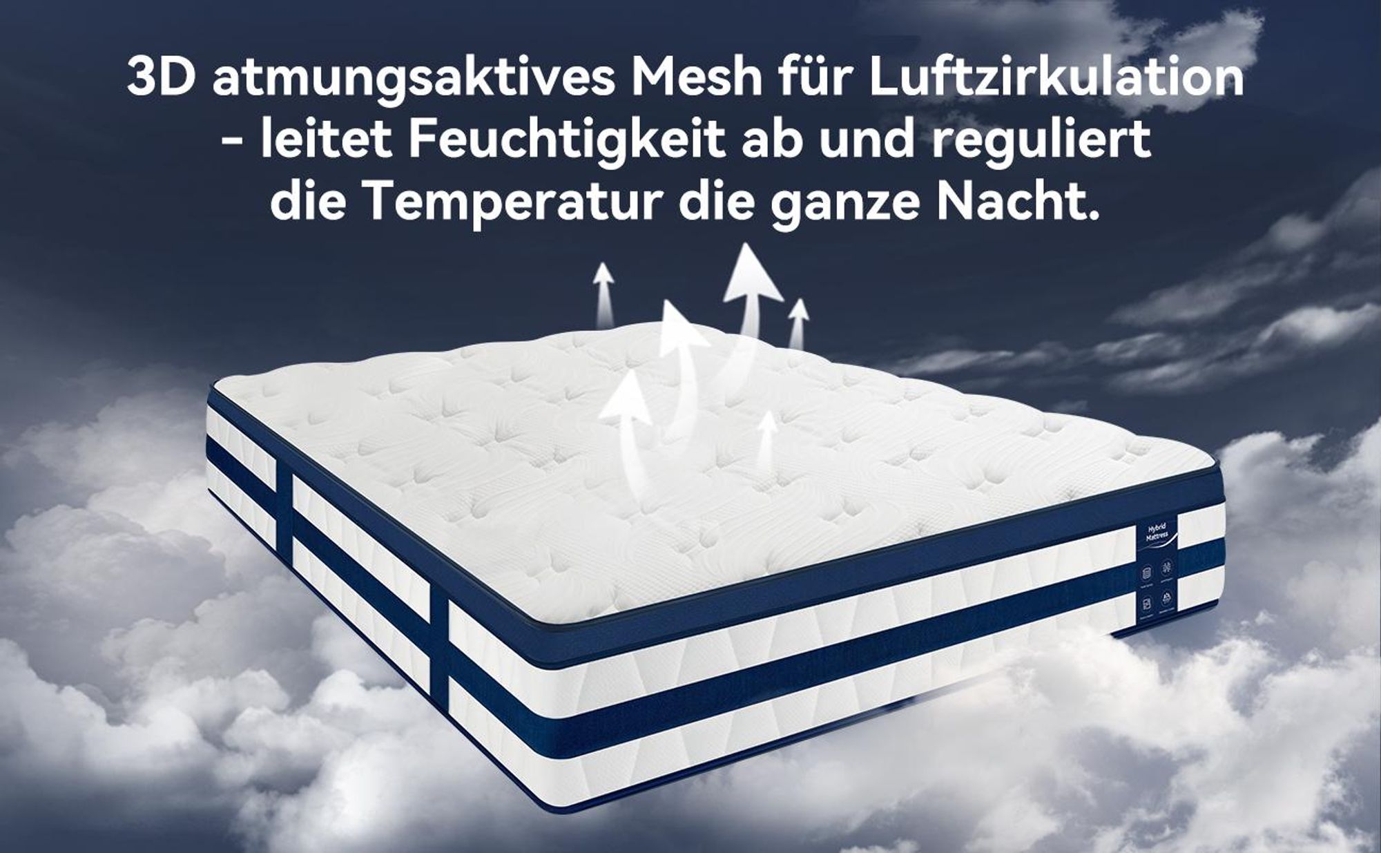 Matratze 90x200 26cm Integrierter Topper Matratze 7 zonen Taschenfederkernmatratze H3/H4