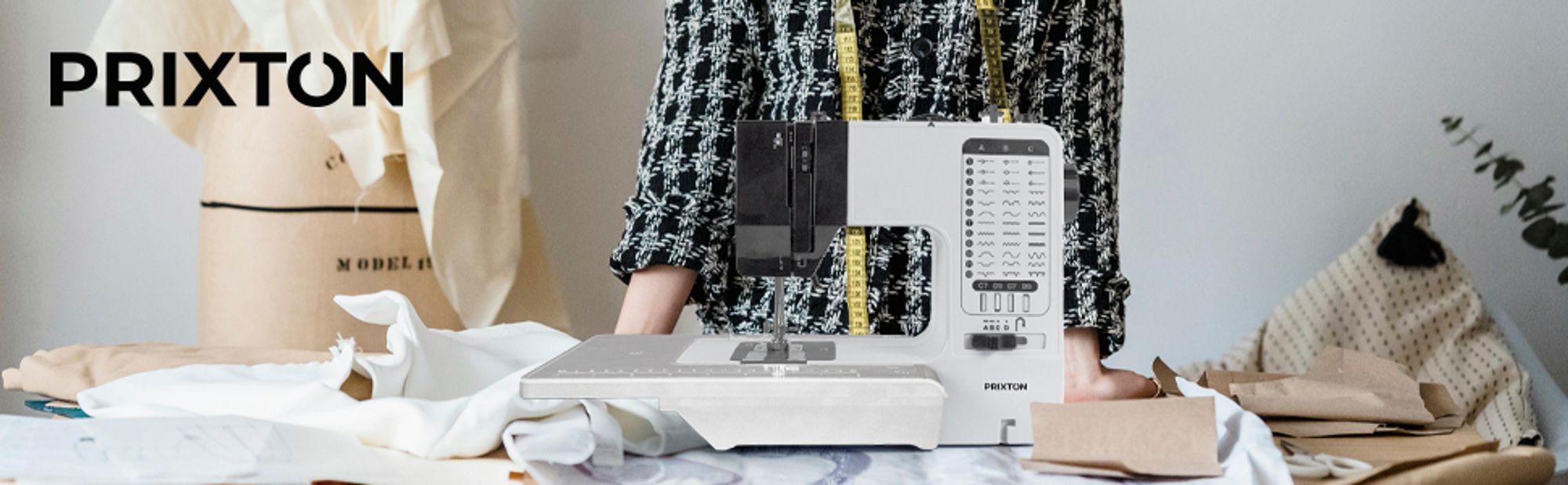 PRIXTON Nähmaschine P125 | 38 Stiche, 2 Geschwindigkeiten, Erweiterbare Tischplatte
