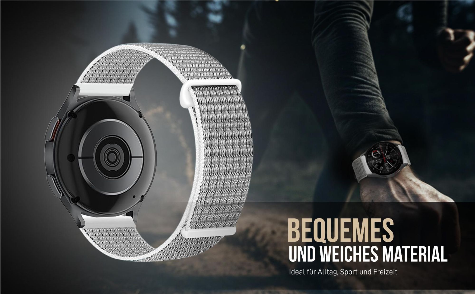 Graues Nylon Ersatzband für Samsung Galaxy Watch7 (2024) 40mm