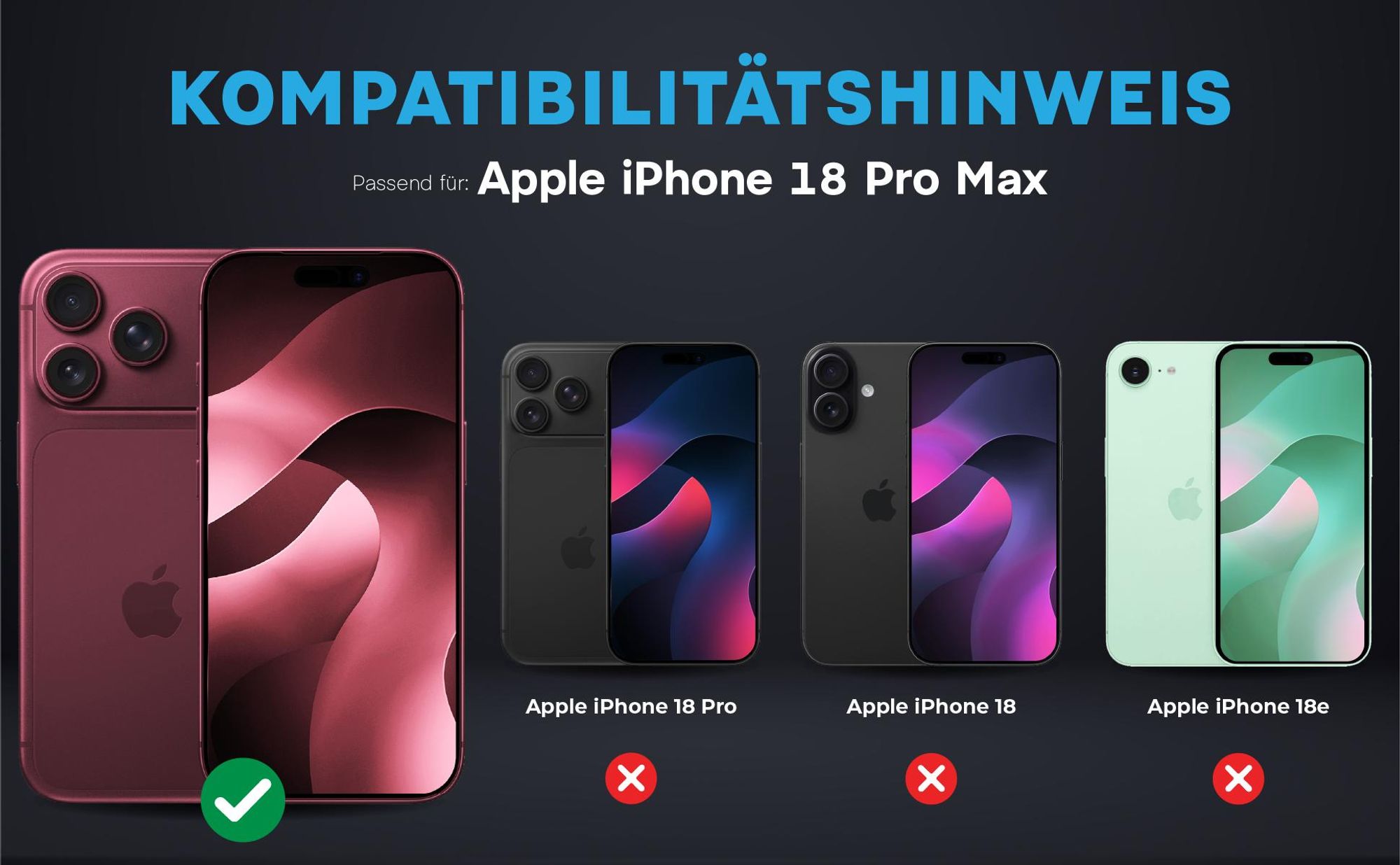 Kompatibilitätshinweise Kameraglas für Apple iPhone 18 Pro Max