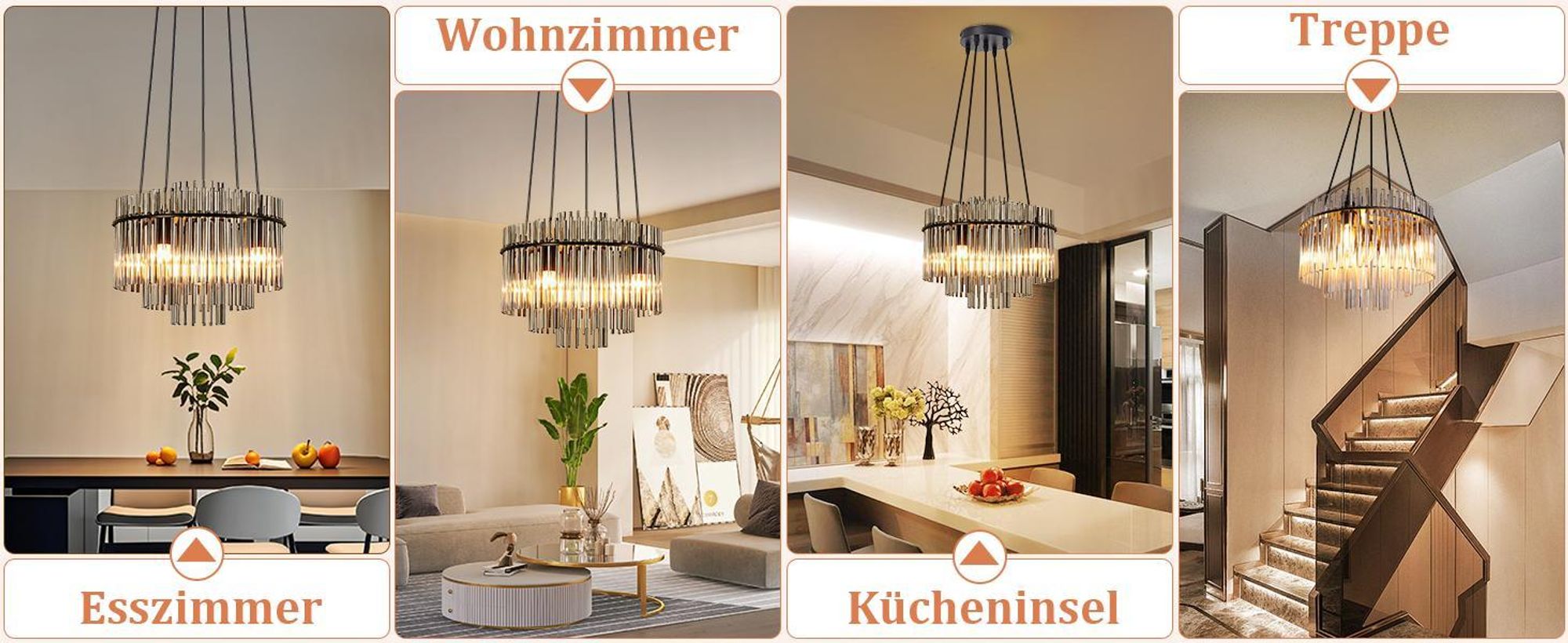 ZMH Hängeleuchte Esstisch Hängelampe 5 flammig E27 Pendelleuchte aus Glasschirm Ø 40 cm Esszimmerlampe Gold für Esszimmer Cafe Bar Küche Schlafzimmer (ohne Leuchtmittel )