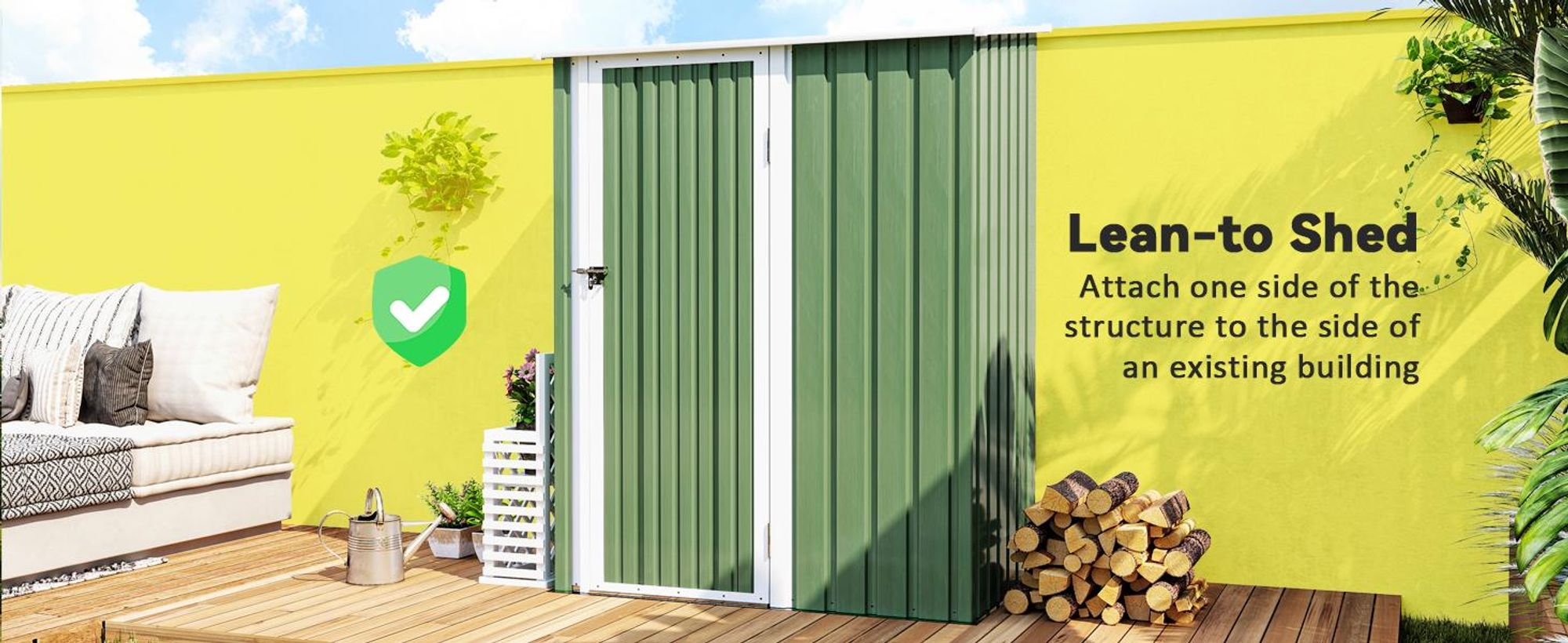 Domek ogrodowy Outsunny z drzwiami, stalowy, zielony, 142 x 84 x 189 cm