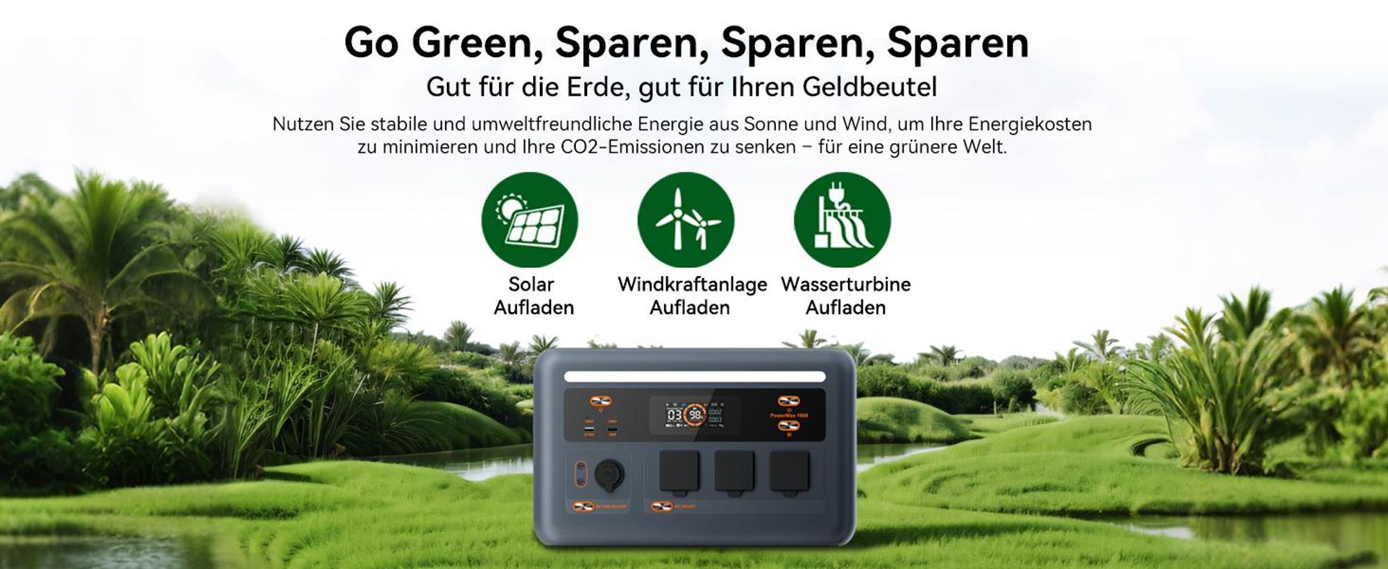 Oscal Powermax 1800SE Tragbar Powerstation, 1024Wh LiFePO4-Akku,1800W Solargenerator 1,8 in kW,(1-tlg),Notstromversorgung, Camping,Wohnmobil, zu Hause