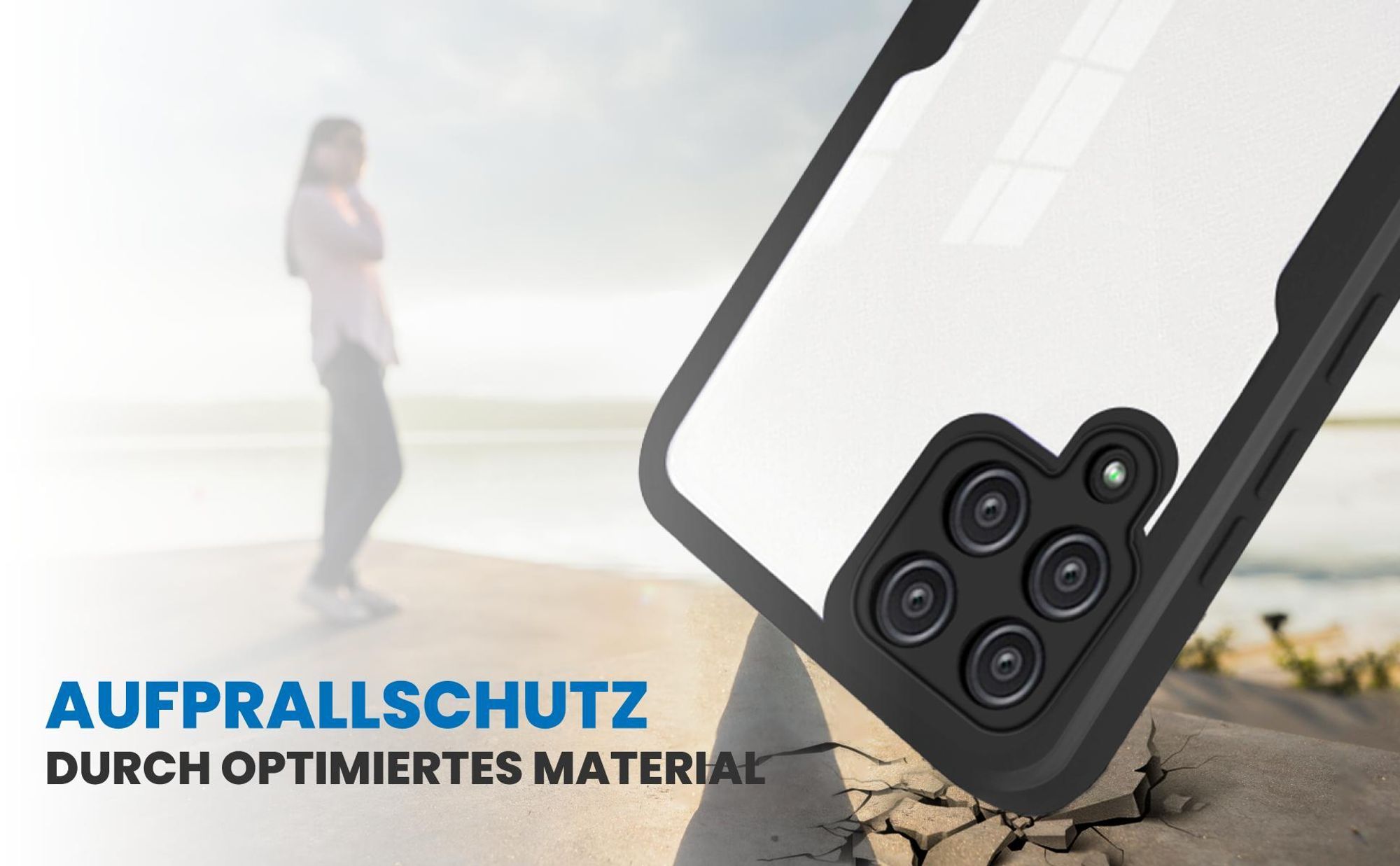 Schwarzes Front Back Cover für Samsung Galaxy A12 mit Aufprallschutz