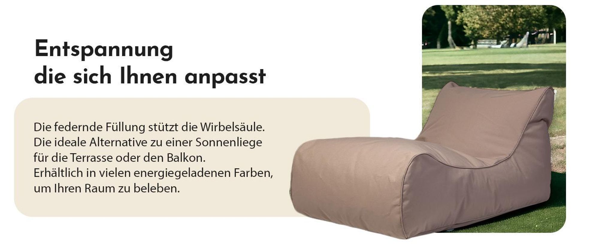 Ecopuf Master Outdoor Sitzsack wasserfest für Garten, Balkon & Terrasse, Farbe: Olive