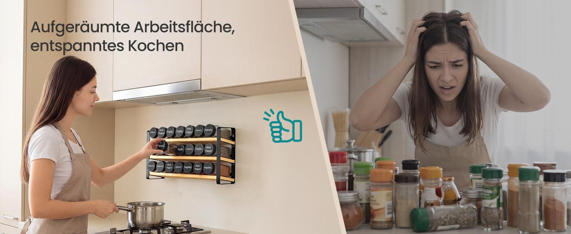 SONGMICS Gewürzregal mit 24 Gewürzgläsern, Gewürz-Organizer, Küchenregal, mit Etiketten und Zubehör, schwarz-naturfarben