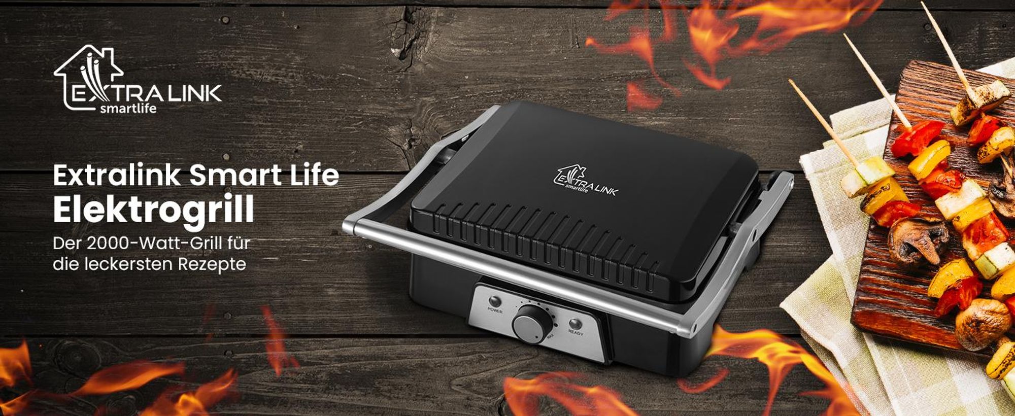 Extralink Elektrischer Grill Kontaktgrill Sandwichmaker 2000W Grillplatte Elektrogrill