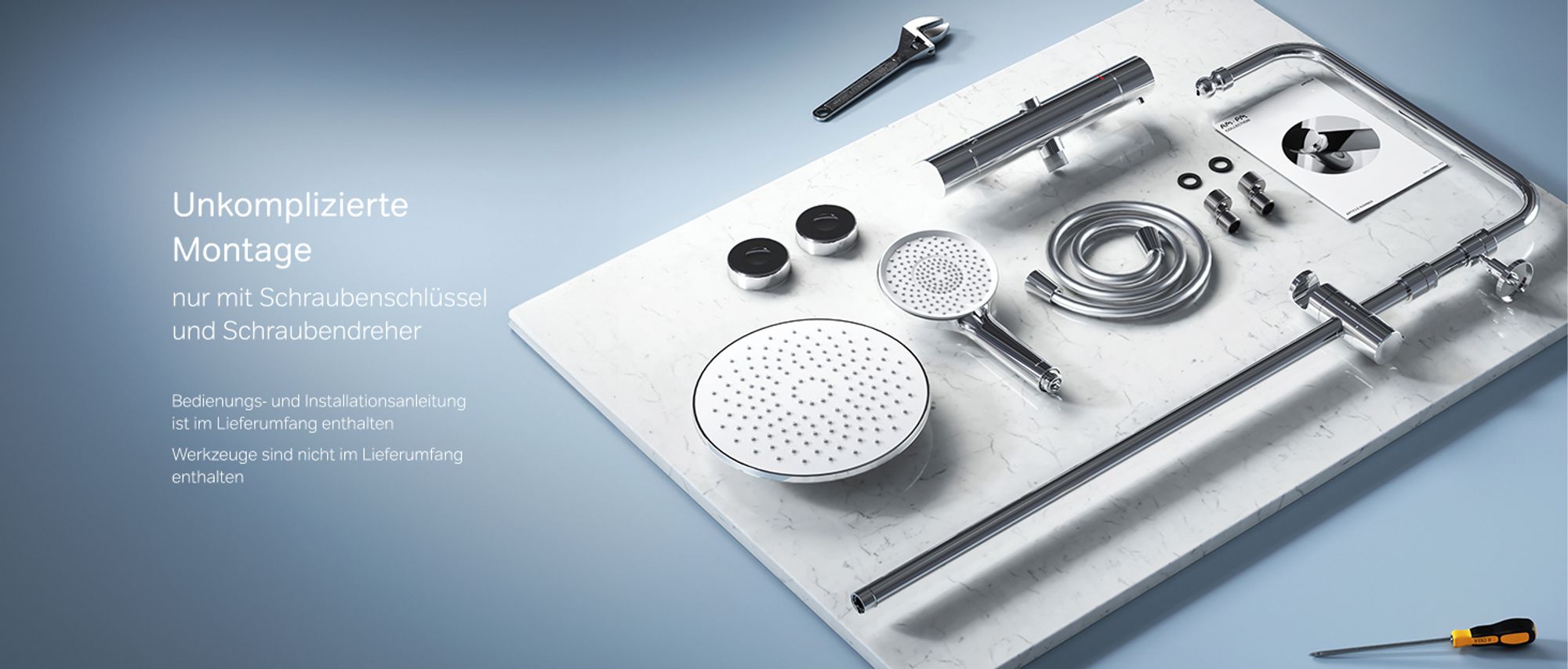 AM.PM Duschsystem Regendusche mit Thermostat 38℃ Edelstahl Duscharmatur Set Duschsäule Regendusche, inkl. verstellbar Duschstange F07XA400 X-Joy,Chrom