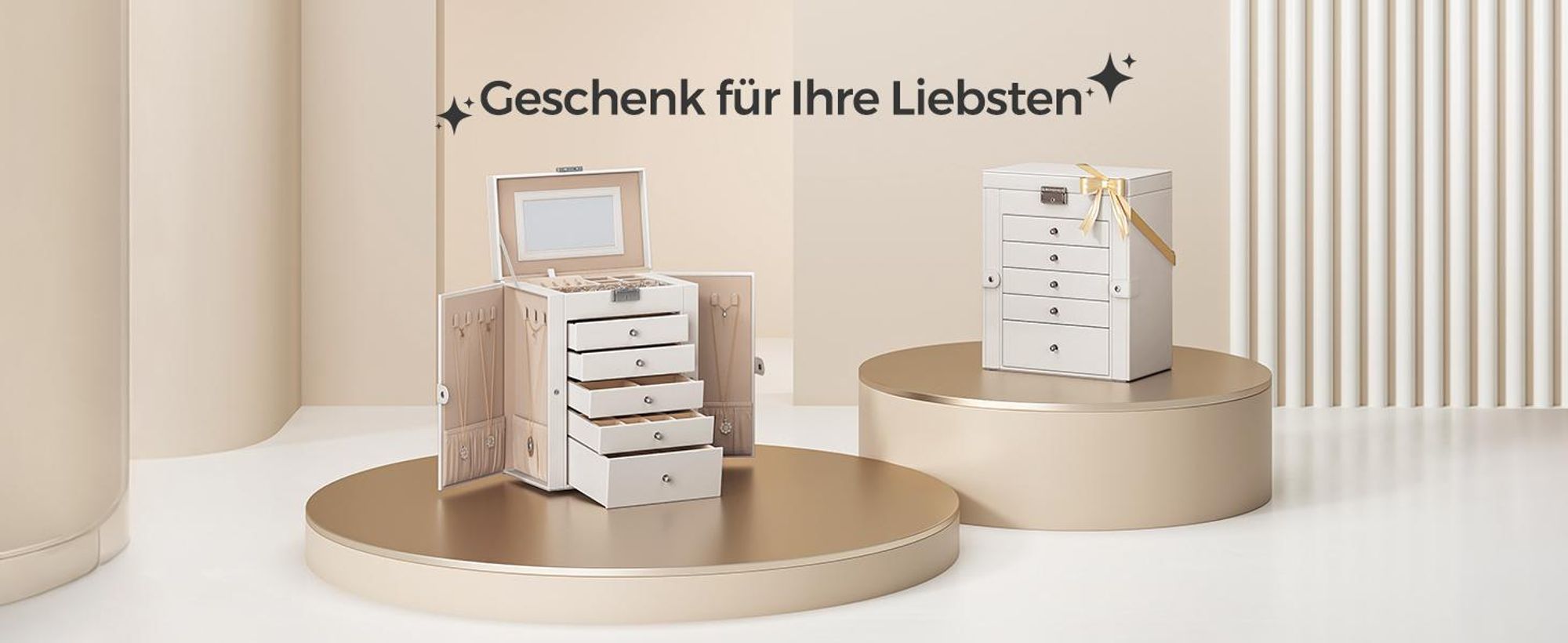 SONGMICS Schmuckkasten, große Schmuckschatulle mit 6 Ebenen, seitlichen Klapptüren