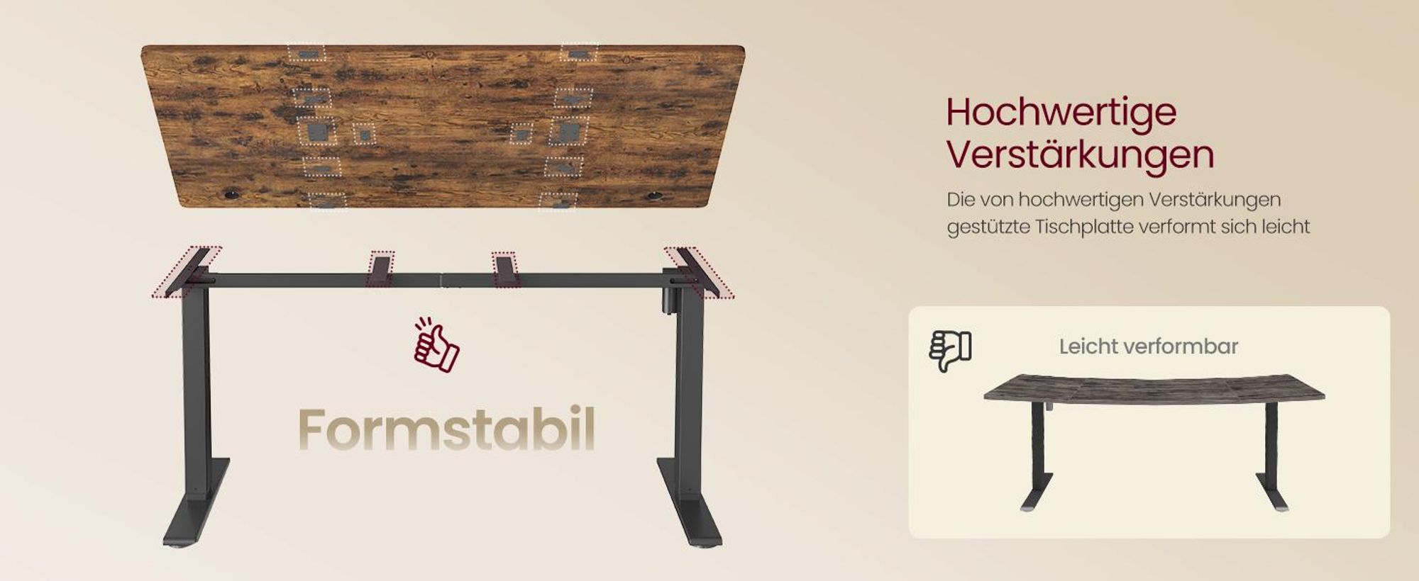 VASAGLE Höhenverstellbarer Schreibtisch, 140 cm, USB-C-Anschluss, Ablage für Steckdosenleiste, Erinnerung bei langem Sitzen, 3 Speichertasten