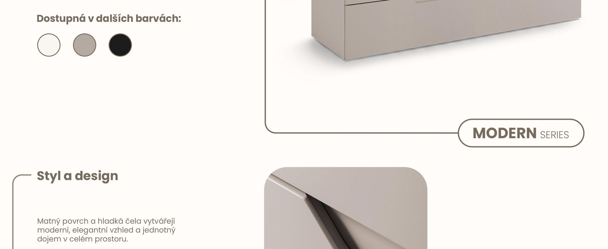 RODAN | Skříňka pod Umyvadlo - Béžová a Černá - 120 cm - S Deskou Stolu - 4 Zásuvky - Závěsné - MDF čela - MODERN
