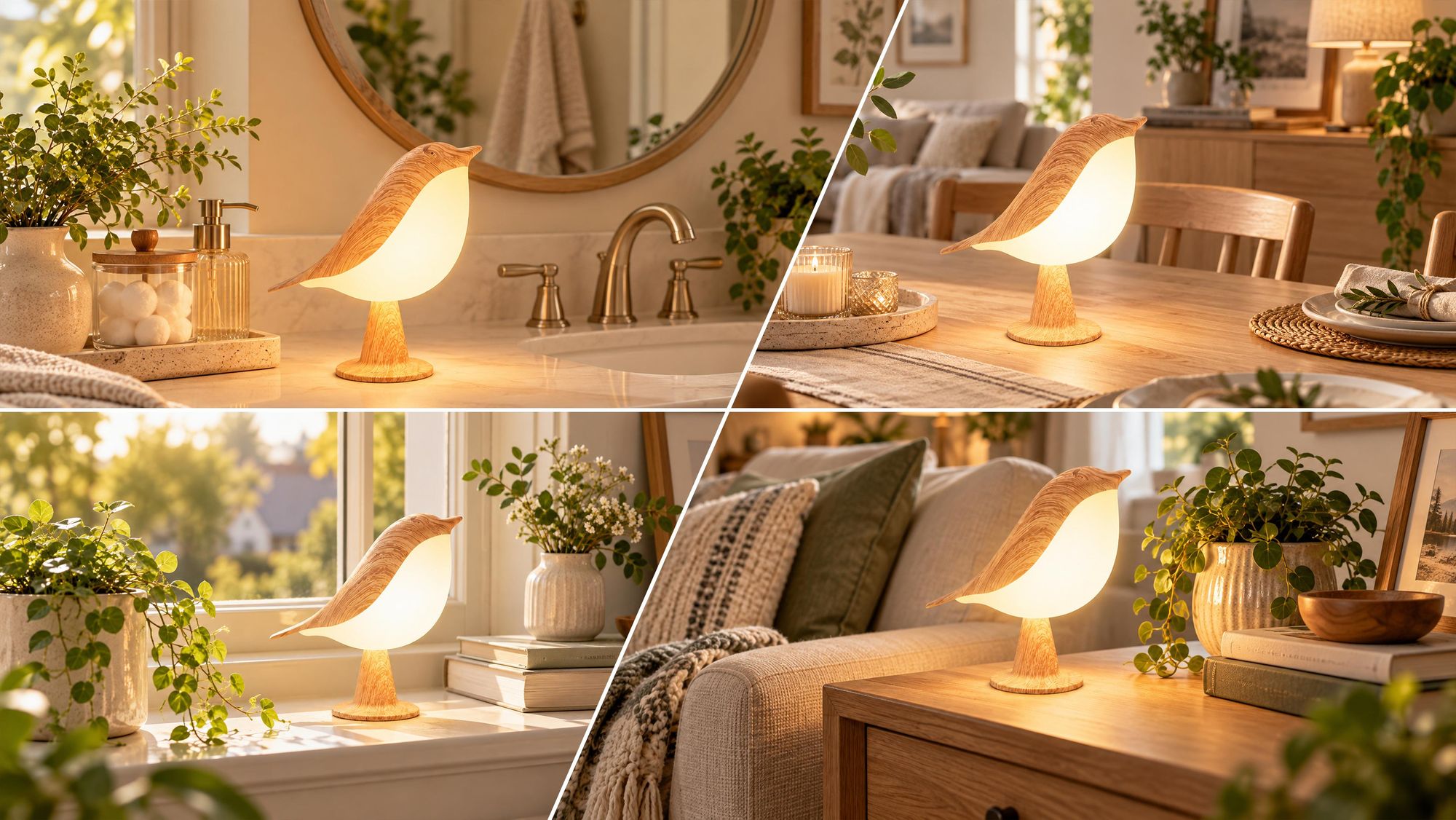 Nachtlicht mit Touch Control, 1x Kabellos Dimmbar LED Akku Lampe USB Tischlampe Vogel Nachttischlampe Für Kinder Erwachsene Geschenke Deko, 1800mAh