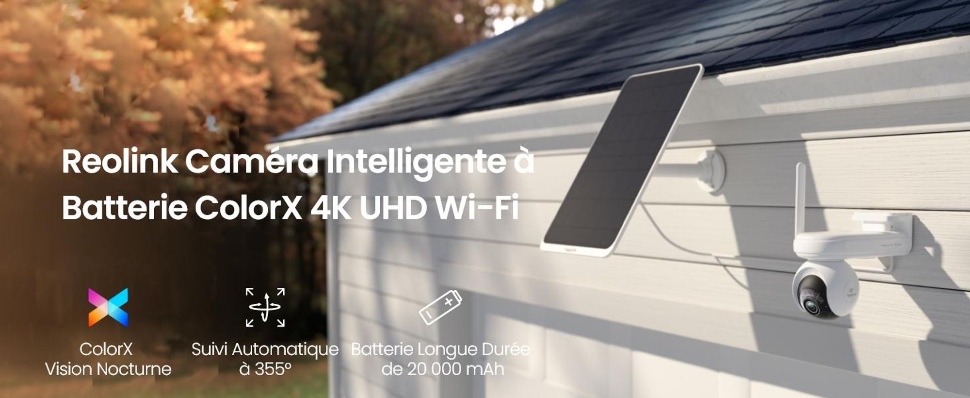 Reolink Altas PT Ultra + panneau solaire, caméra de surveillance 4K 8 MP avec Wi-Fi 6 et batterie intégrée, suivi automatique PT à 360°, notification ColorX, pré-enregistrement de 10 secondes, détection par IA