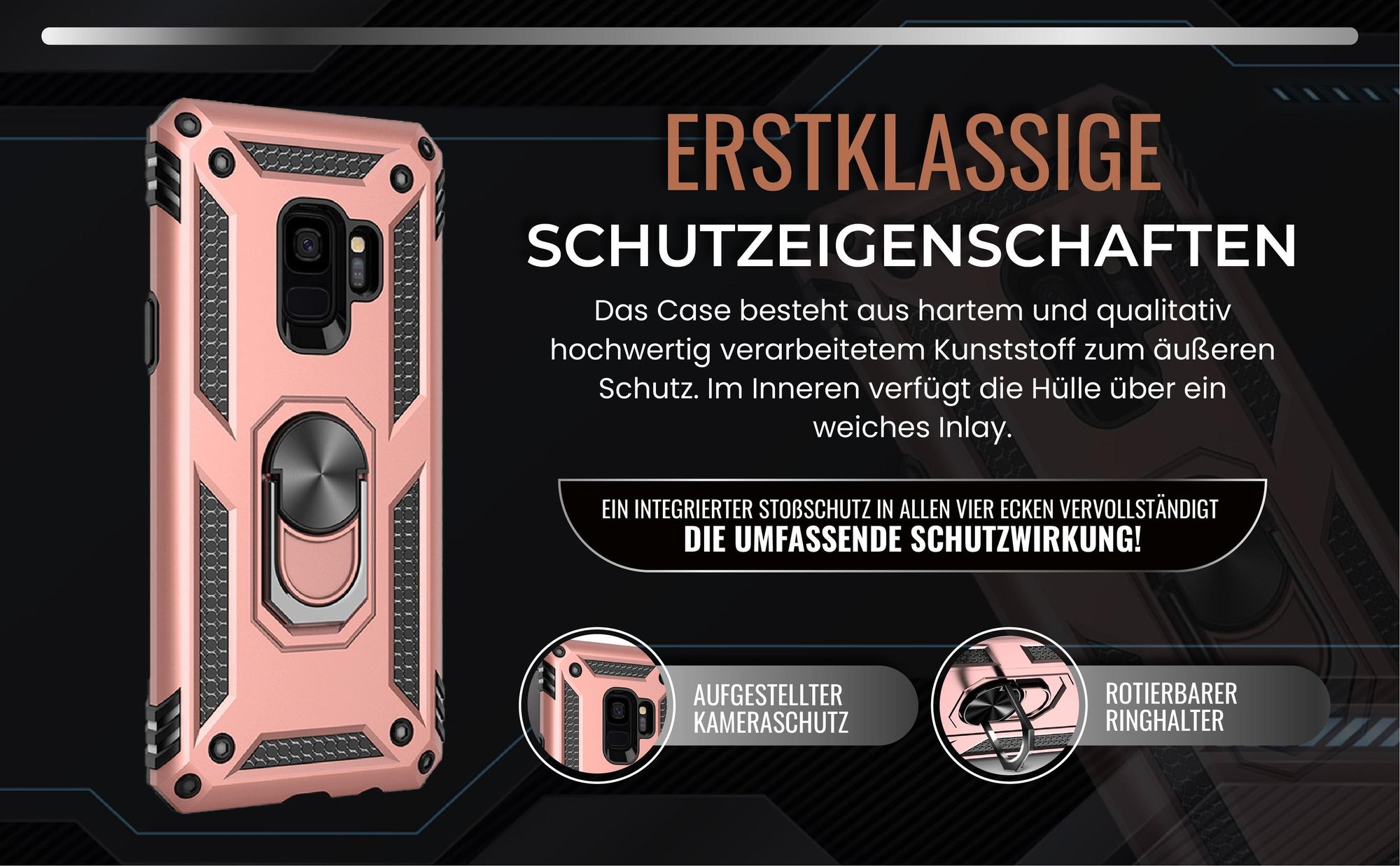 Handycase in Rosegold für Samsung Galaxy S9 mit Kameraschutz