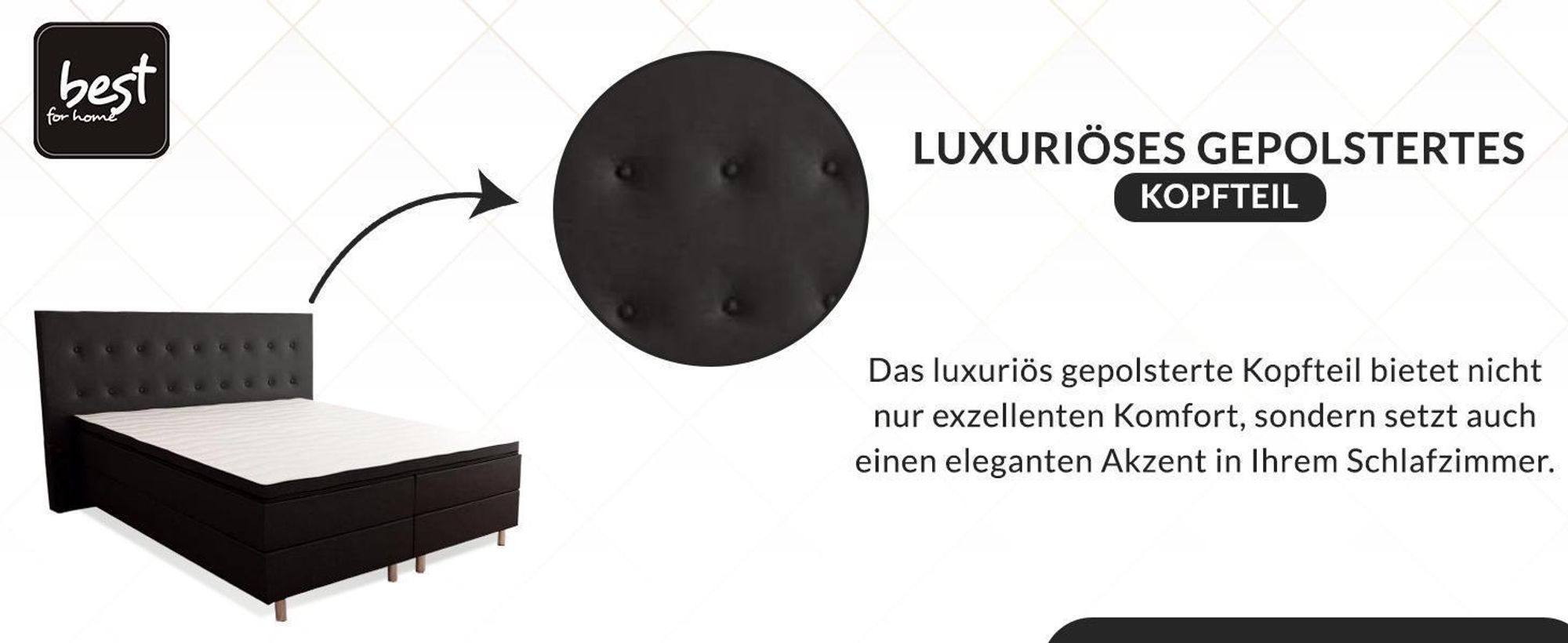 4myBaby GmbH - Boxspringbett | Neo First Class Boxspringbett 200x200 |Boxspringbett mit Matratze | Polsterbett 200x200 mit Matratze| Schwarz