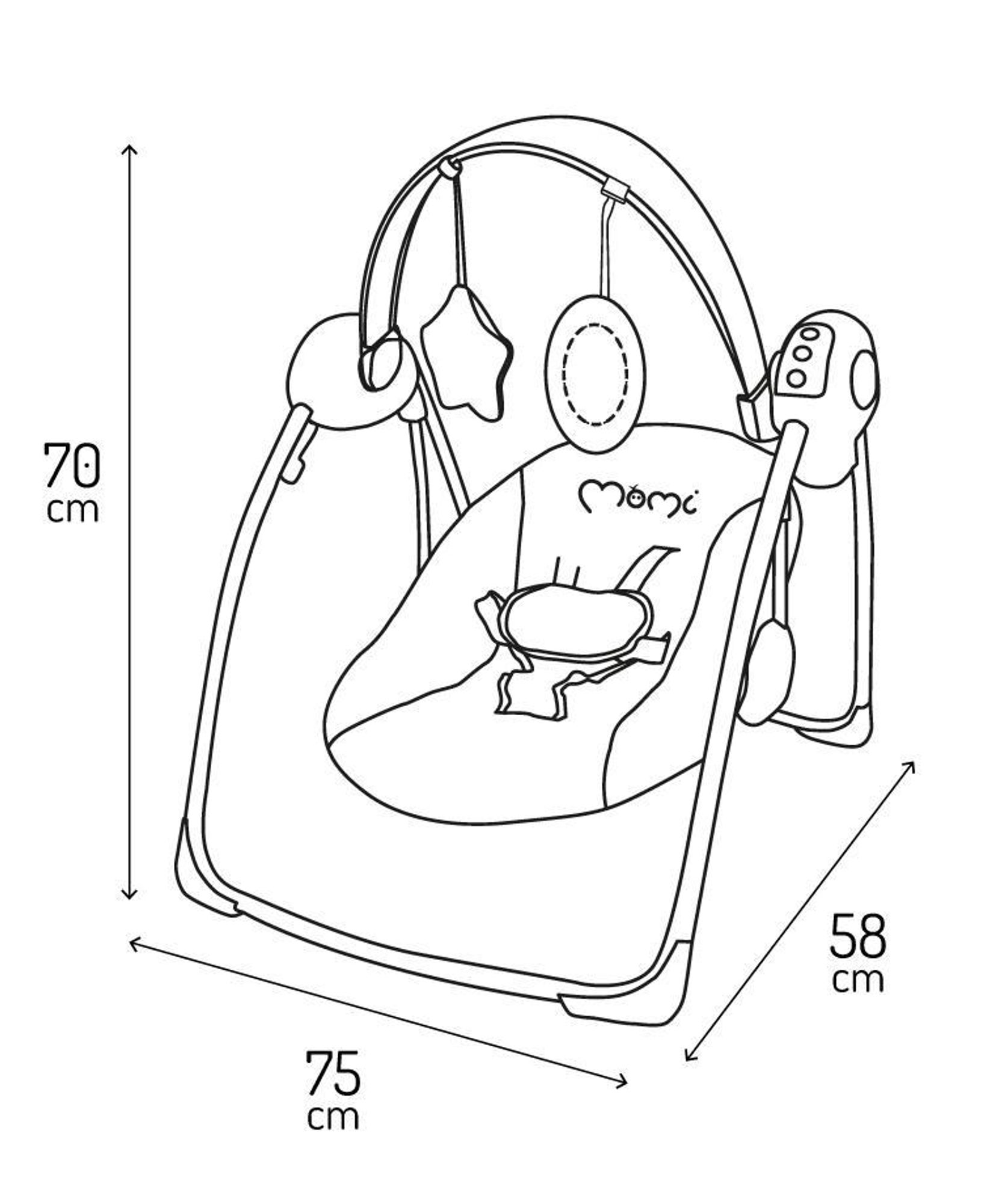 MoMi LISS Babywippe - Musik mit 8 Melodie, Vibration, Spielzeug-Stirnband - Grau