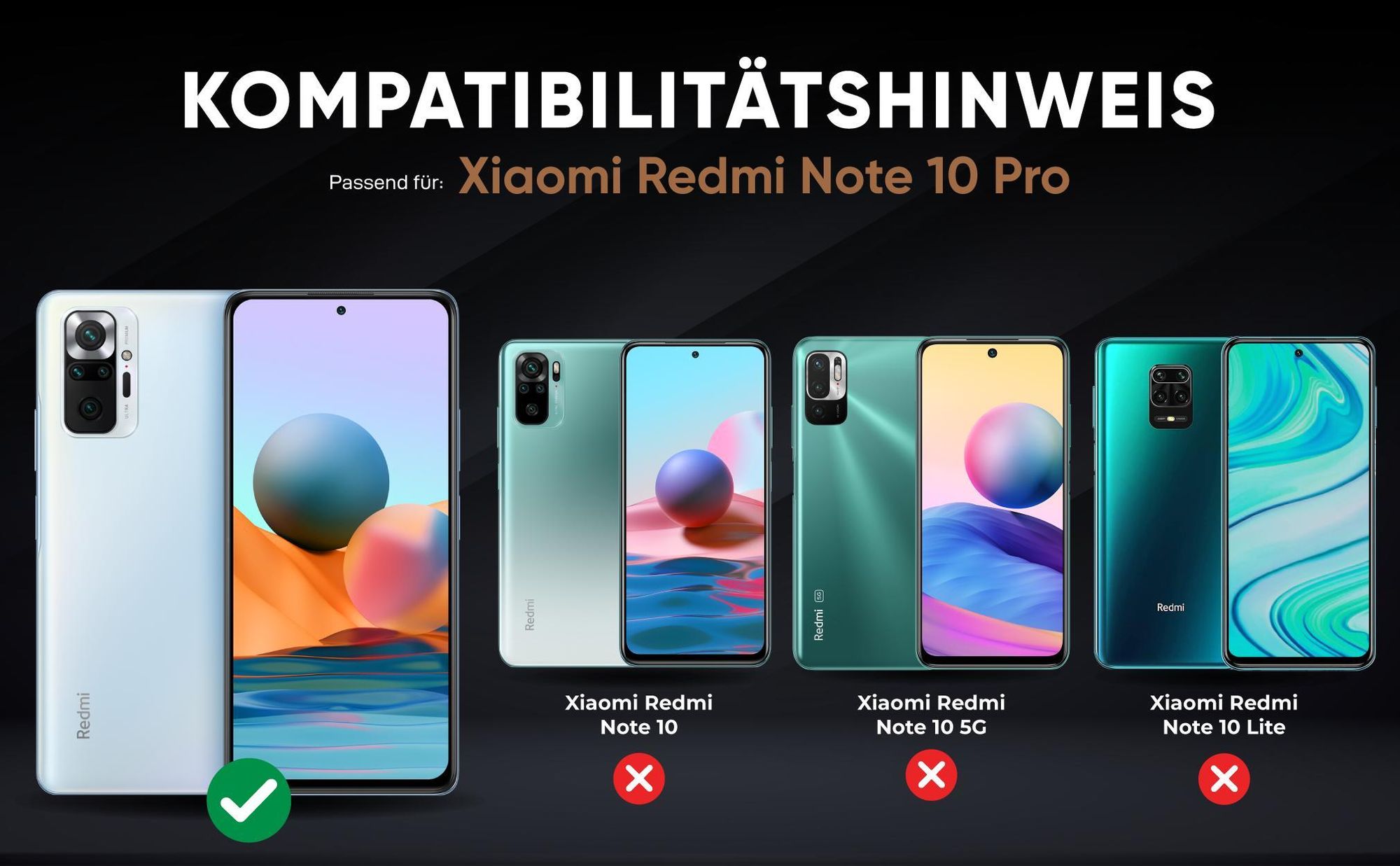 Kompatibilitätshinweise Hülle für Xiaomi Redmi Note 10 Pro