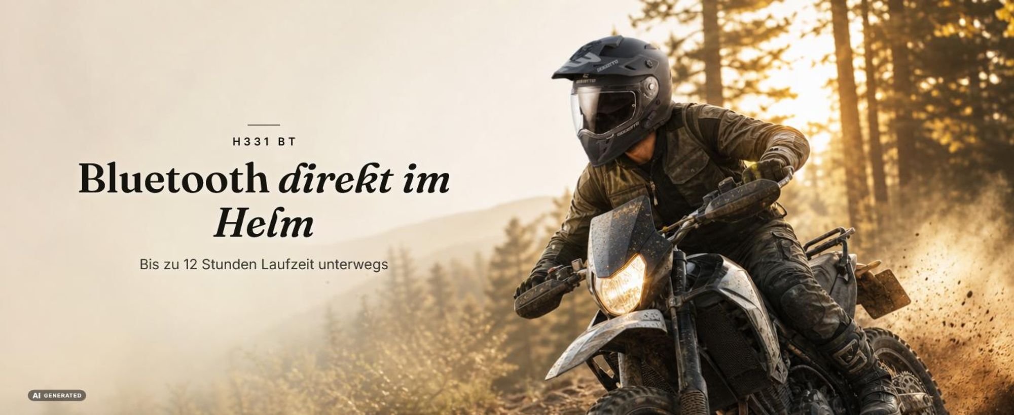 Bogotto H331 BT Bluetooth Enduro Helm, schwarz matt, XS (53/54)