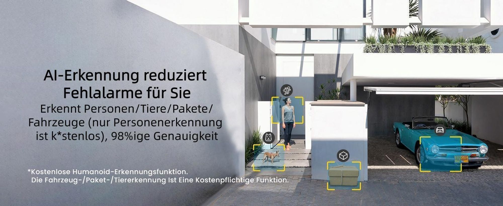 ieGeek Überwachungskamera Aussen Akku mit Solarpanel, 5MP Farbnachtsicht, , Solar WLAN Kamera Outdoor mit 2,4 WiFi, KI-Erkennung,  2-Wege-Audio ( 2St)