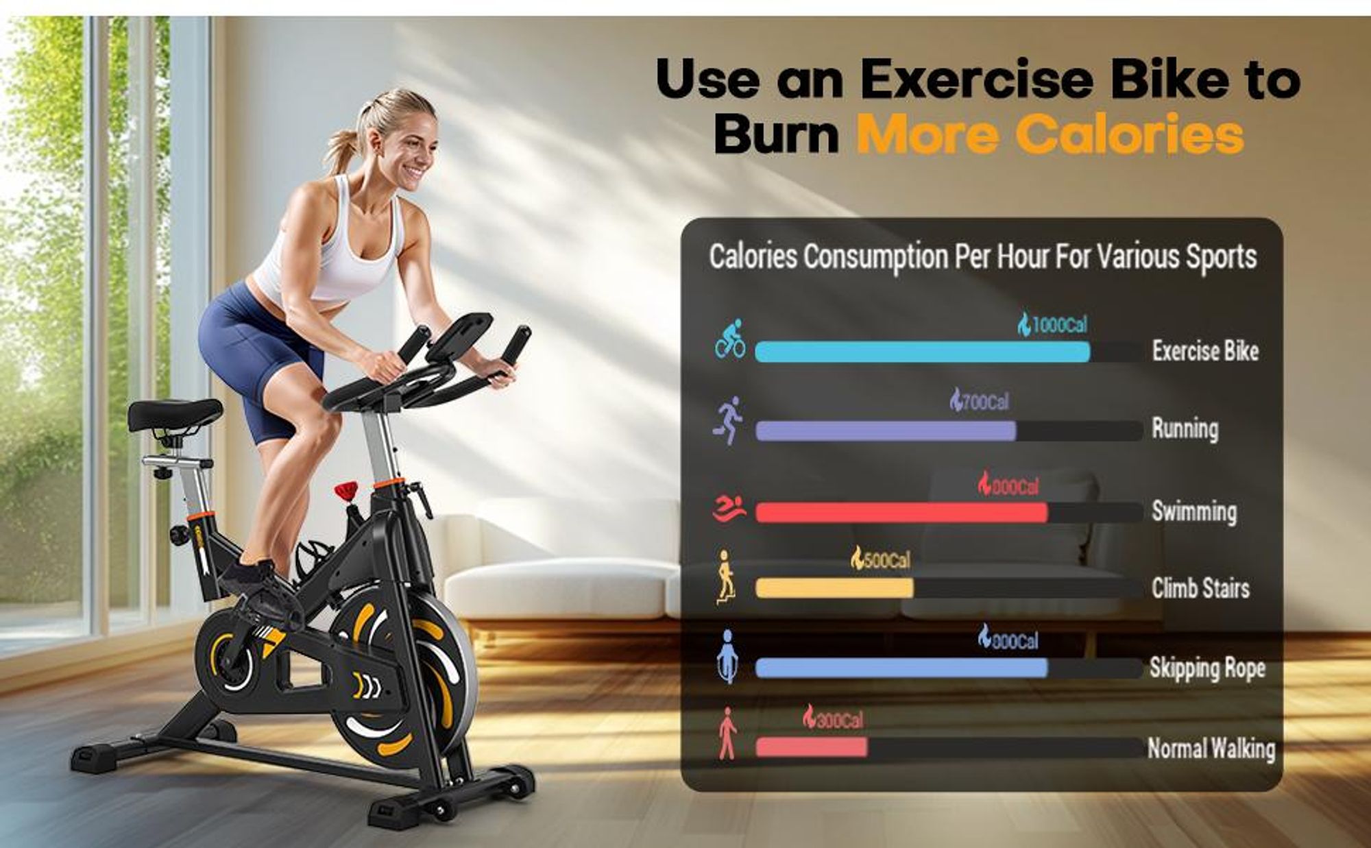 Ultraleises Heimtrainer-Fahrrad mit mehrstufig verstellbarem Magnetwiderstand, LCD-Display und einer Belastbarkeit von bis zu 160 kg