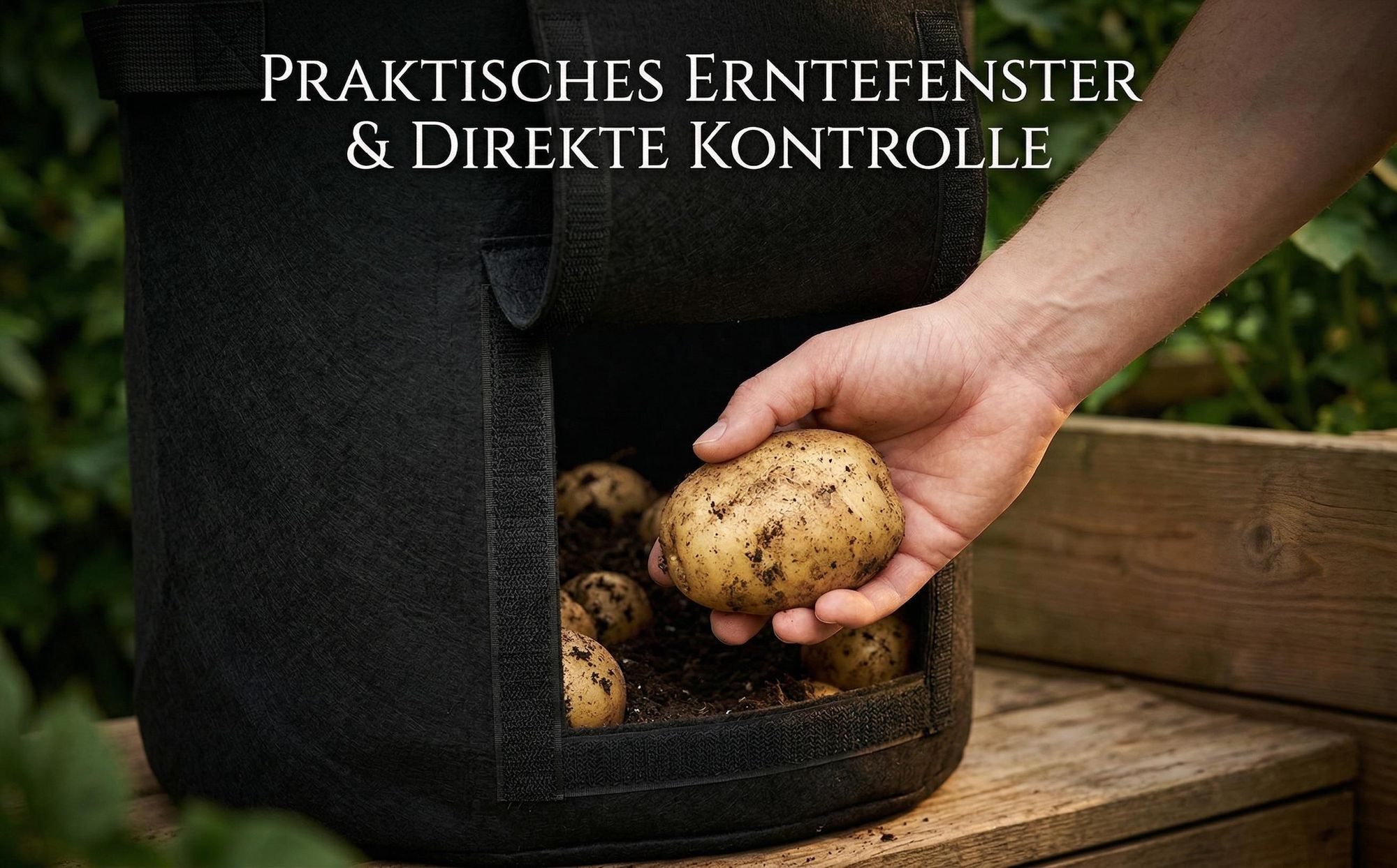 Garten Pflanzsack 3er Set | 30 Liter | Mit Sichtfenster & Tragegriffen | Atmungsaktives Vlies | Für Kartoffeln & Gemüse