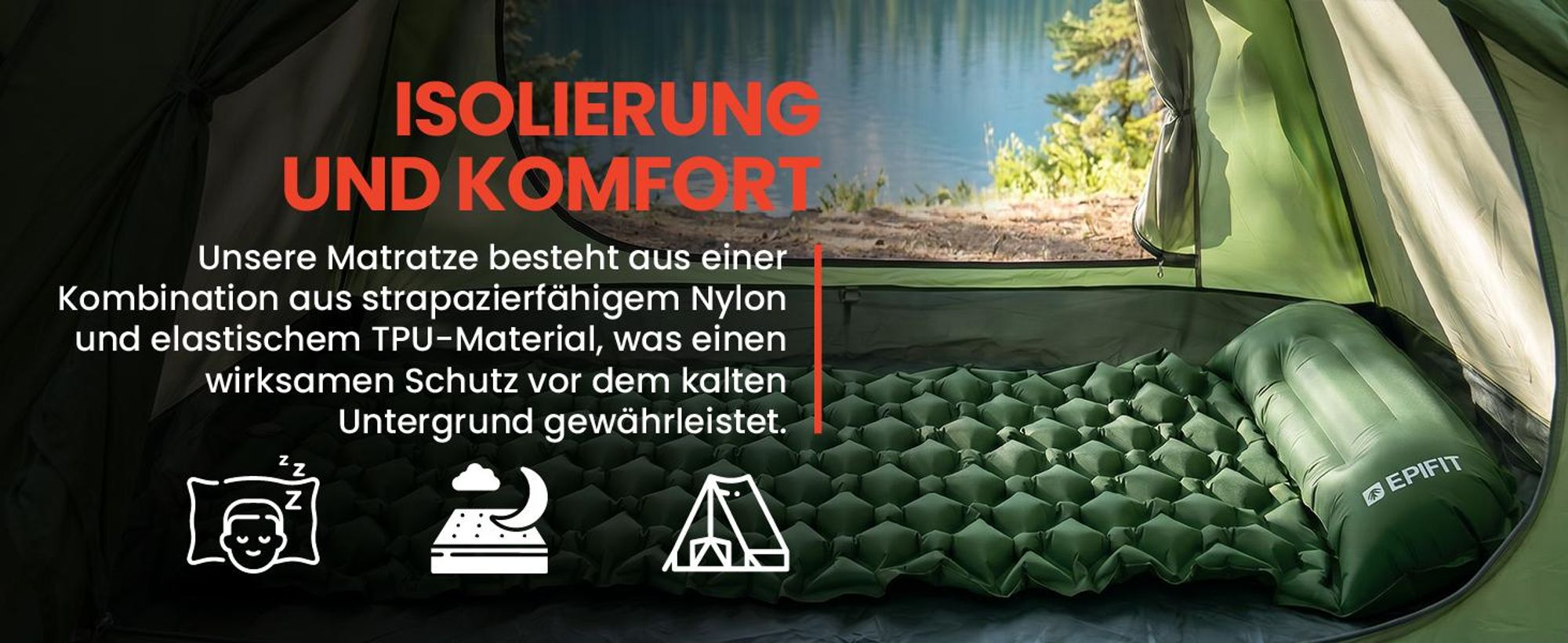 Grüne Isomatte Selbstaufblasende Matratze Tourist Luftmatratze