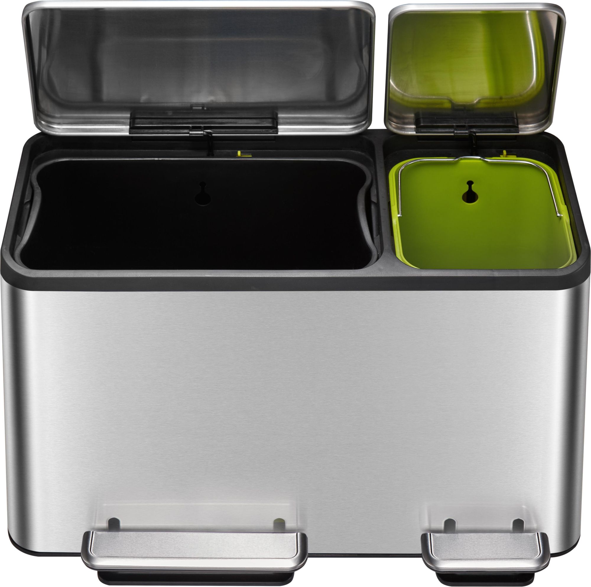 EKO - EcoCasa Recycler Treteimer 30+15 Liter - Stainless steel Plastic - Matt Edelstahl