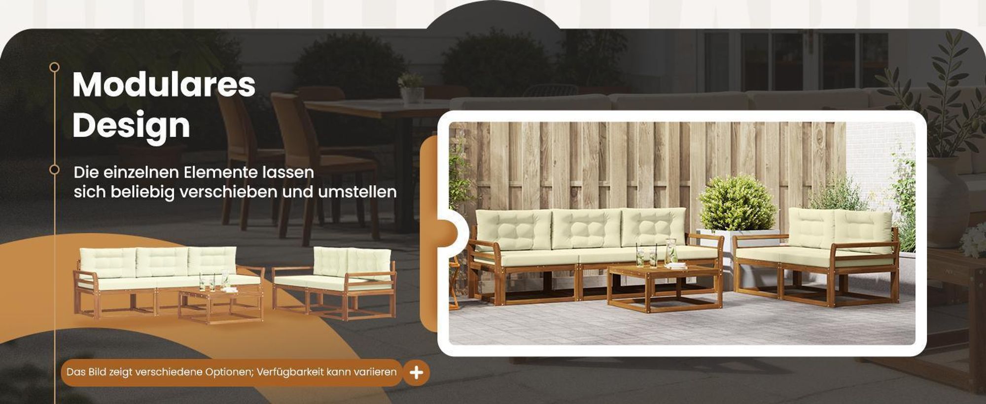 vidaXL Outdoor-Sofagarnitur mit Kissen 5 pcs Natur und Creme