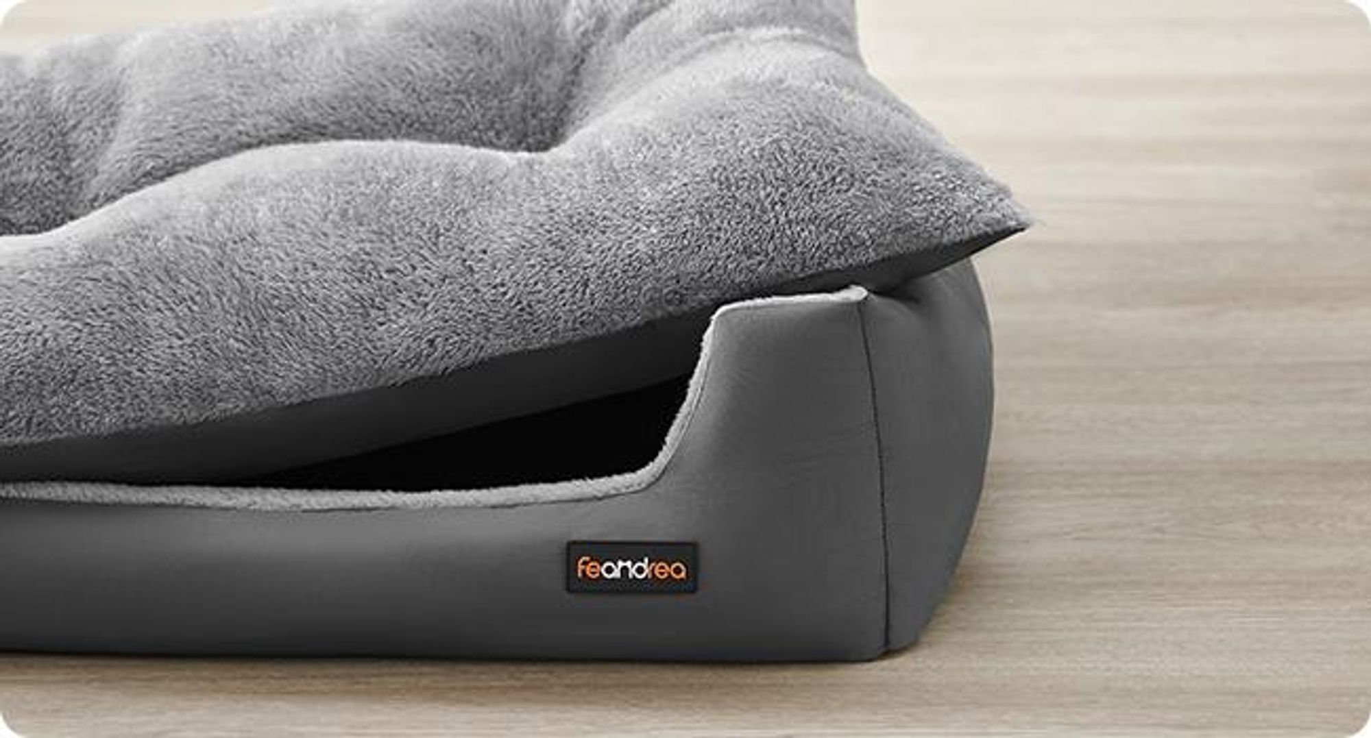FEANDREA Hundebett, Hundekorb mit Wendekissen, 85 x 65 x 21 cm, schiefergrau-taubengrau