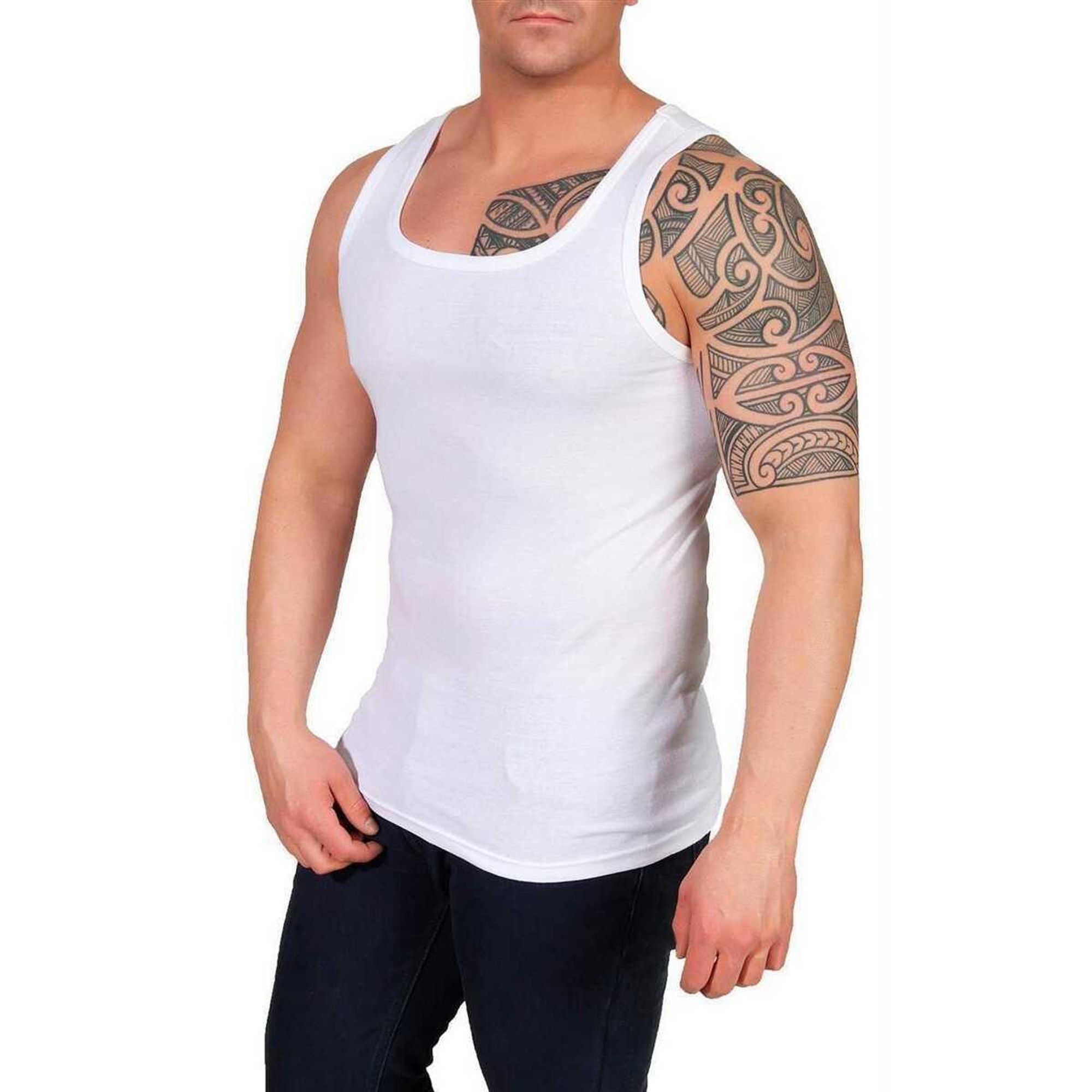 4 Stück Unterhemd Feinripp 100% Baumwolle; Weiß/4XL – Variante 2