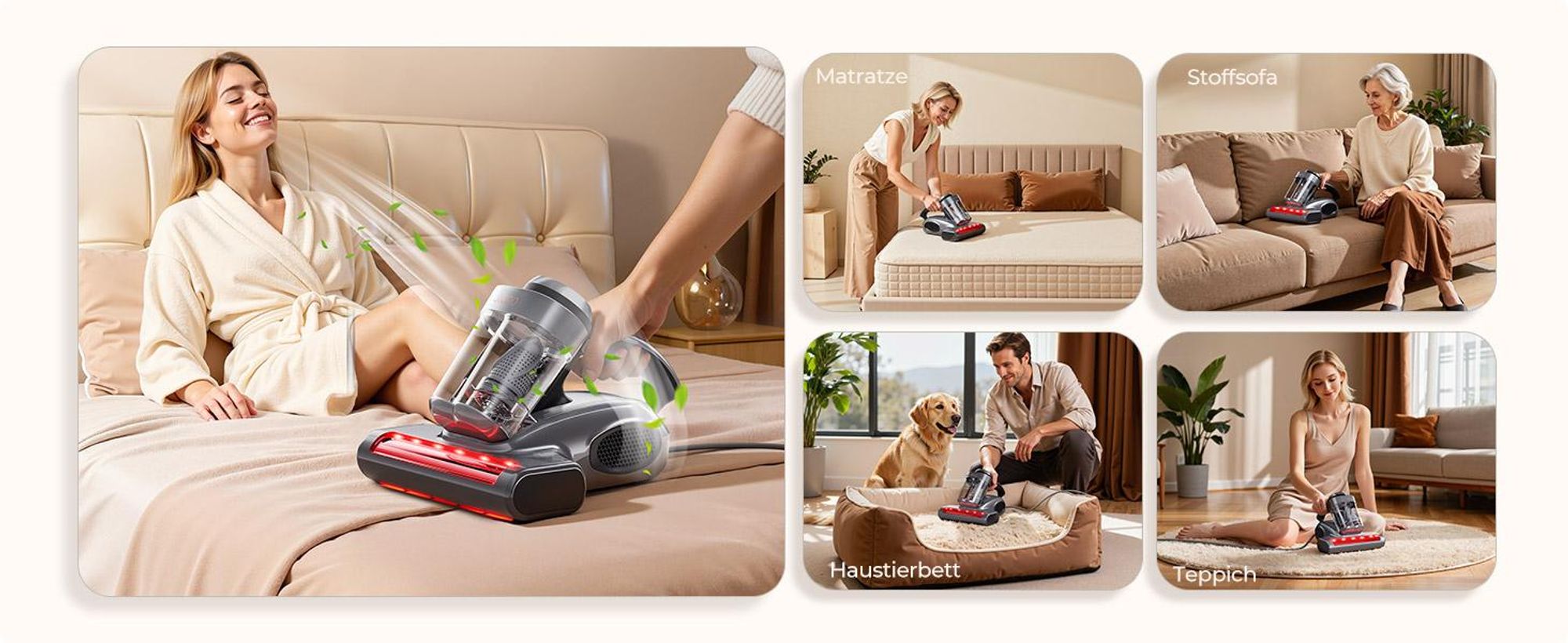 JIGOO J300 Pro Matratzenreiniger: 550W, 14kPa, UV-C & 60°C Heißluft, 99,9% Milbenentfernung