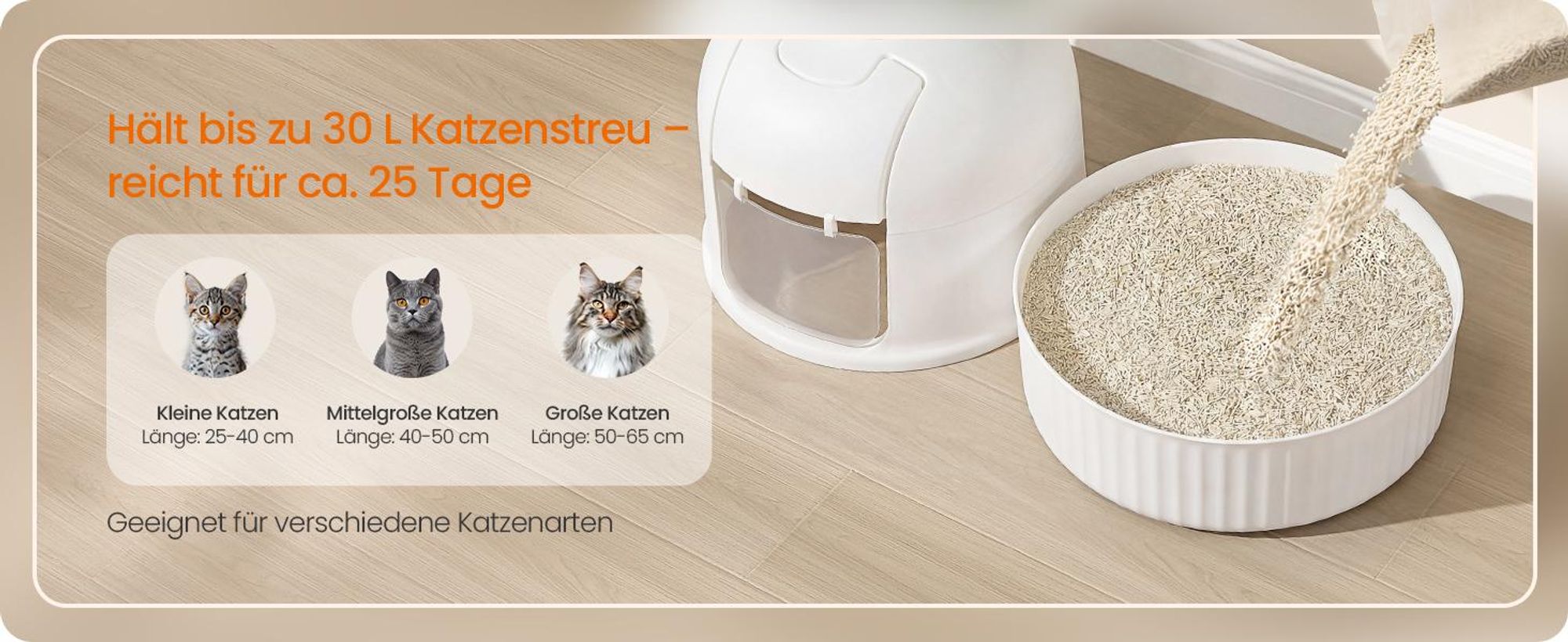FEANDREA Katzentoilette mit Tür, Blumentopf, verstecktes Katzenklo für Wohnzimmer, mit Filter, weiß