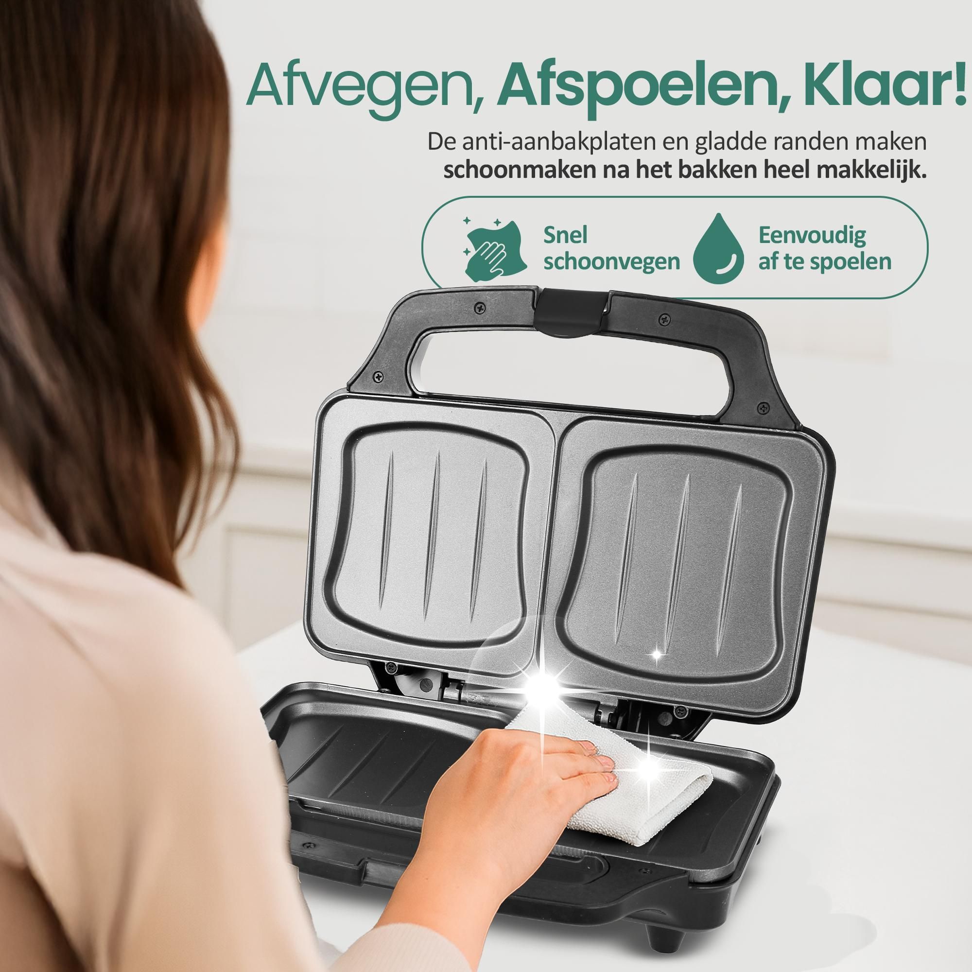Emerio XXL Tosti-ijzer ST-109562.17 – Voor 2 Tosti’s – 900 W – RVS – Anti-slip – Zwart