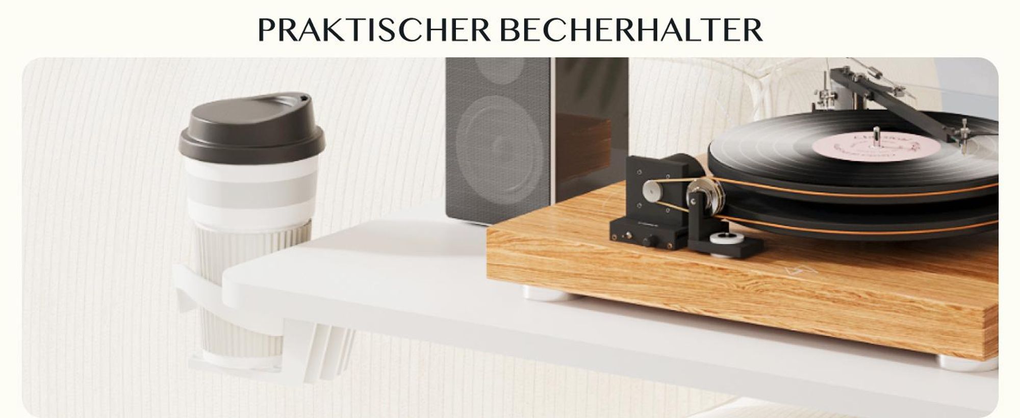 FLEXISPOT Beistelltisch Höhenverstellbar in C-Form, Laptoptisch mit Rollen, 66–106 cm, Nachttisch, für Bett und Sofa, Weiß