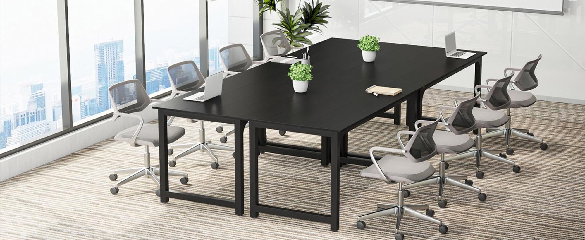 Tribesigns Moderner Computertisch, 160 x 80 cm großer Bürotisch Computertisch Studie Schreibtisch Arbeitsplatz für Home Office, Schwarz