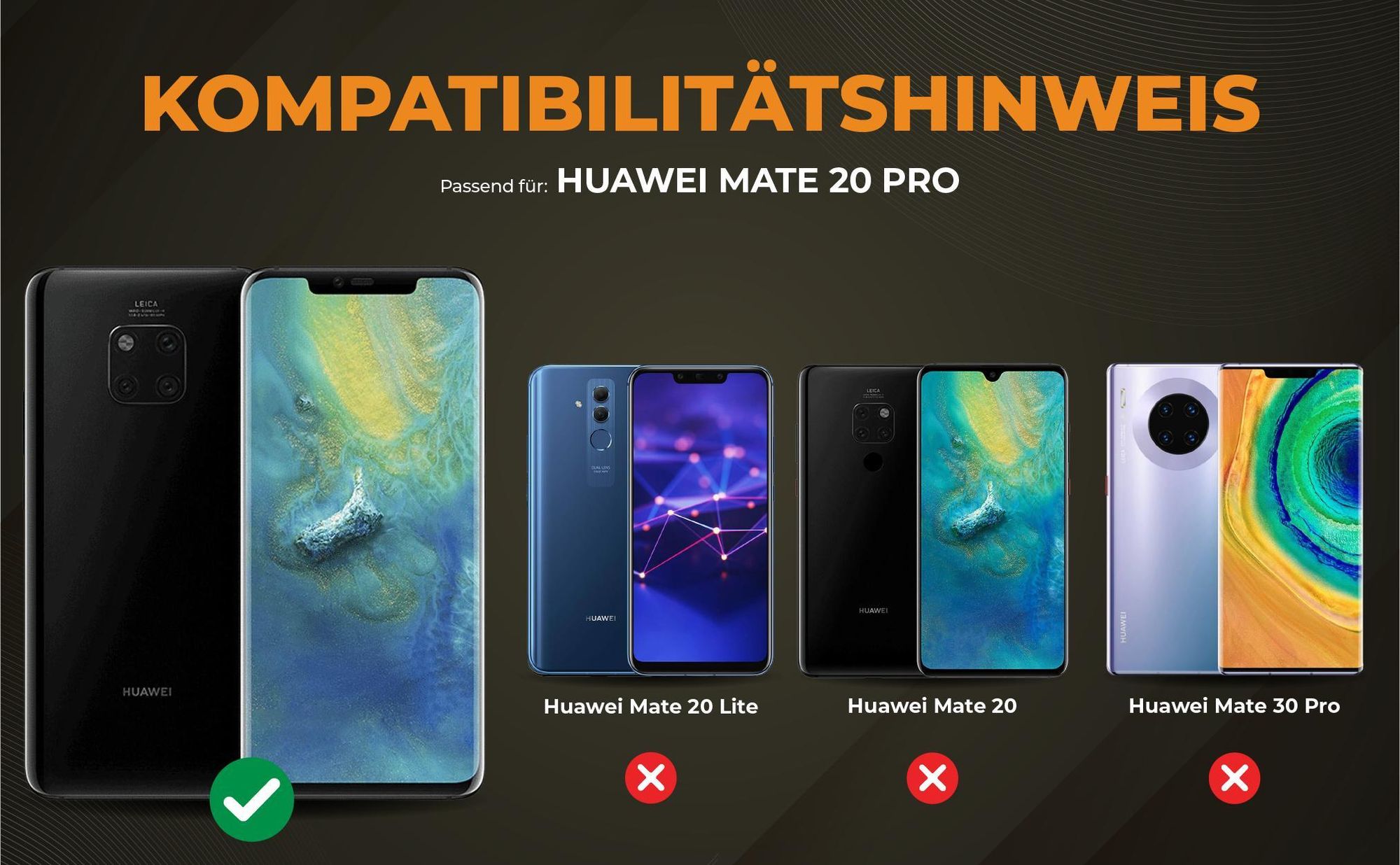 Kompatibilitätshinweise Hülle für Huawei Mate 20 Pro