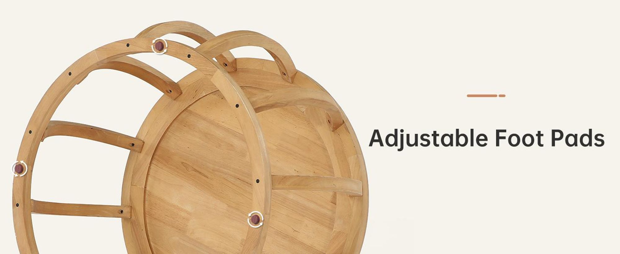 Couchtisch aus Massivholz, 80 cm runder Mitteltisch mit gebogenem Rahmensockel für das Wohnzimmer, einfache Montage, natürlich