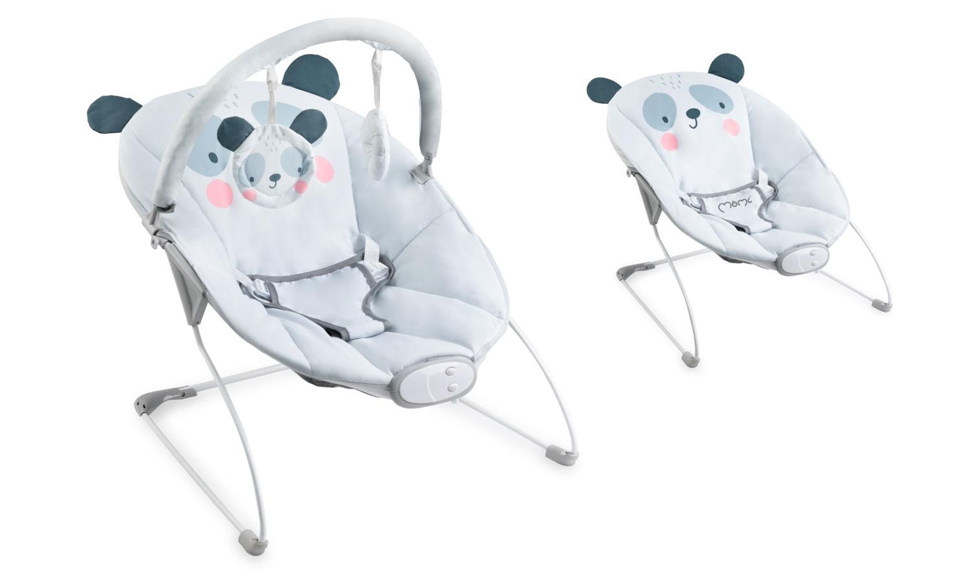 MoMi GLOSSY – Elektrische Babywippe mit Musikmodul (8 Melodien), 3 Vibrationsstufen, Spielbogen & Tragegriff, leicht & komfortabel – Grau