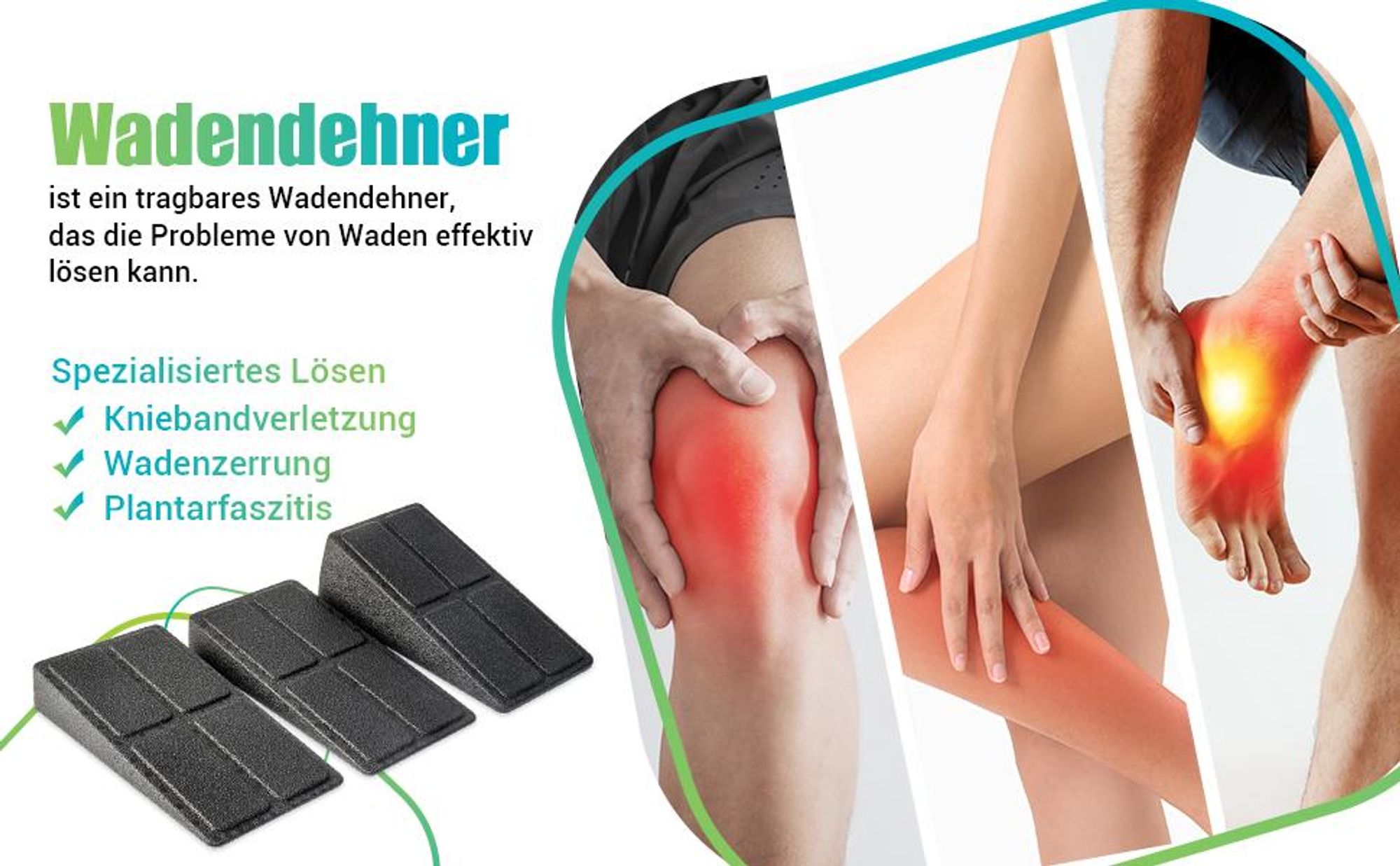 Wadendehner, Knieretter, Wadentrainer, Calf Stretcher, Wadenbrett, 3er Set Mobilisationskeil Dehnen, Yoga Dehnungskeile Wirbelsaeule