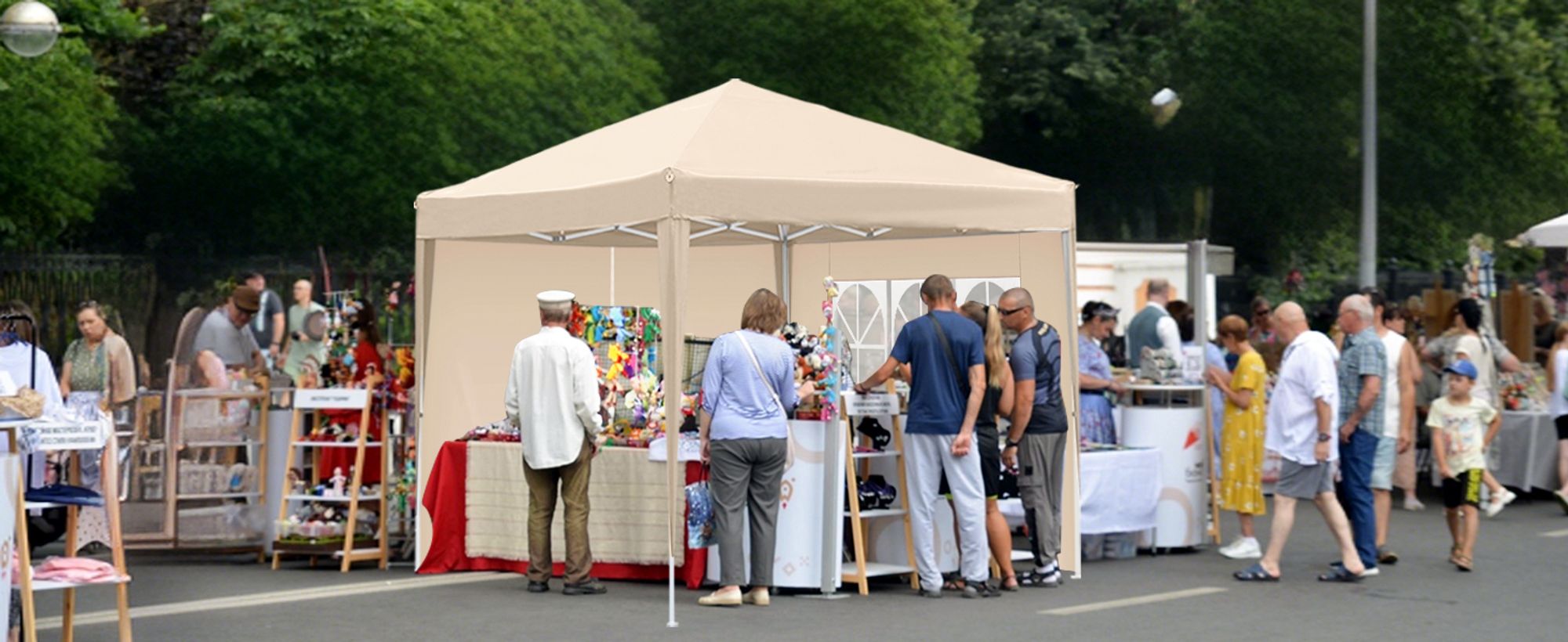 Sekey 2 Seitenteile für 3x3 /3x6m/3x9m pavillon mit Reißverschluss und Fenster, Taupe