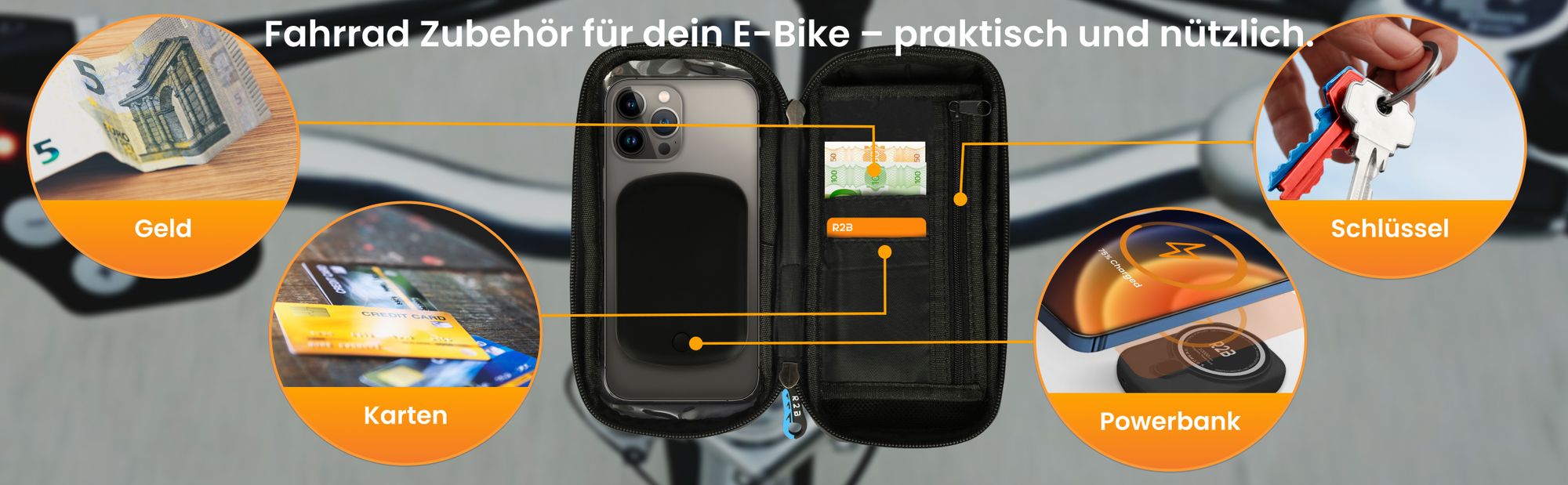 R2B Handyhalterung Fahrrad Wasserdicht - Universal fahrrad Handyhalterung, extra robuste Ausführung, Handyhalter fahrrad für Mountainbikes, Motorräde