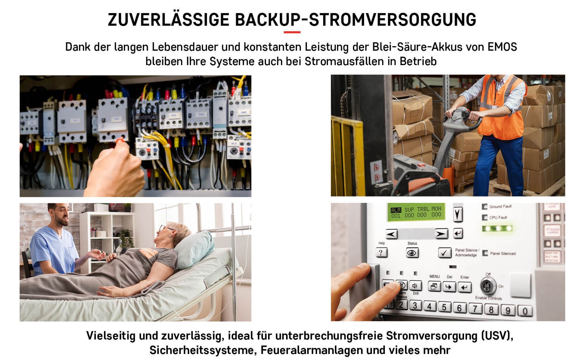 EMOS Wartungsfreier Bleiakku 12V, 7 Ah, Faston 4,7 mm, Bleiakkumulator für Gefahrmeldeanlagen, Alarmsysteme, USV, Aufzüge, B9691