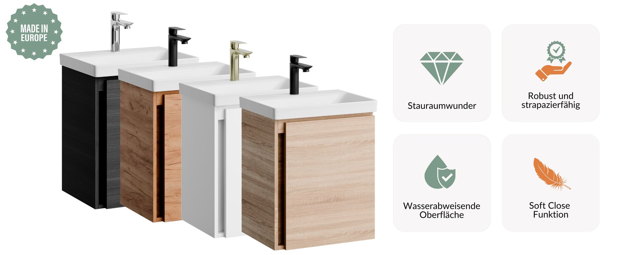 Planetmöbel Unterschrank mit Waschbecken 50 cm Anthrazit Gäste WC Badmöbel