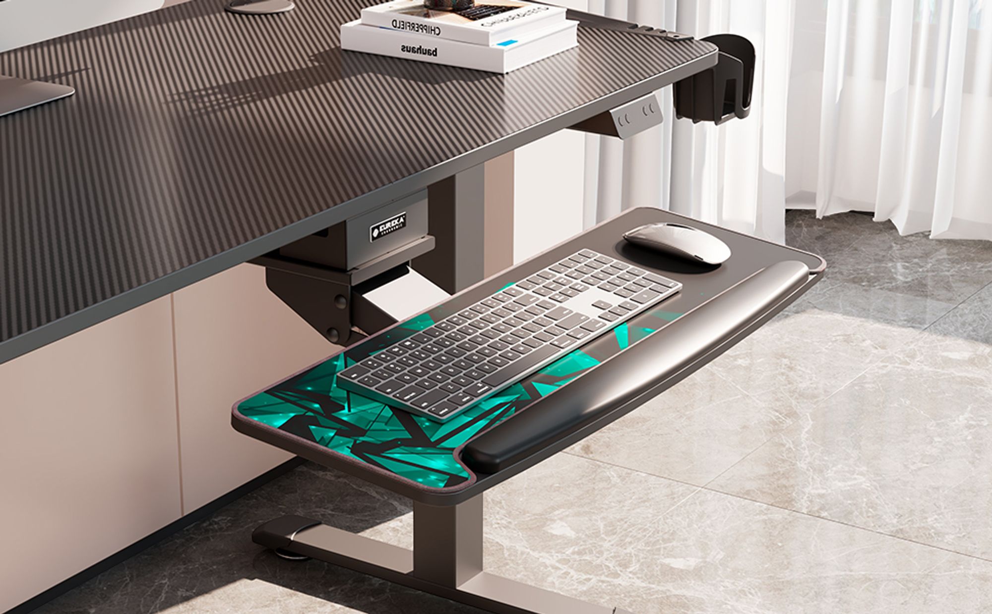 EUREKA ERGONOMIC Tastaturauszug Verstellbar Tastaturhalterung Schwenkbar Tastaturschublade mit Mauspad Tastaturablage für Büro Schreibtisch Gaming
