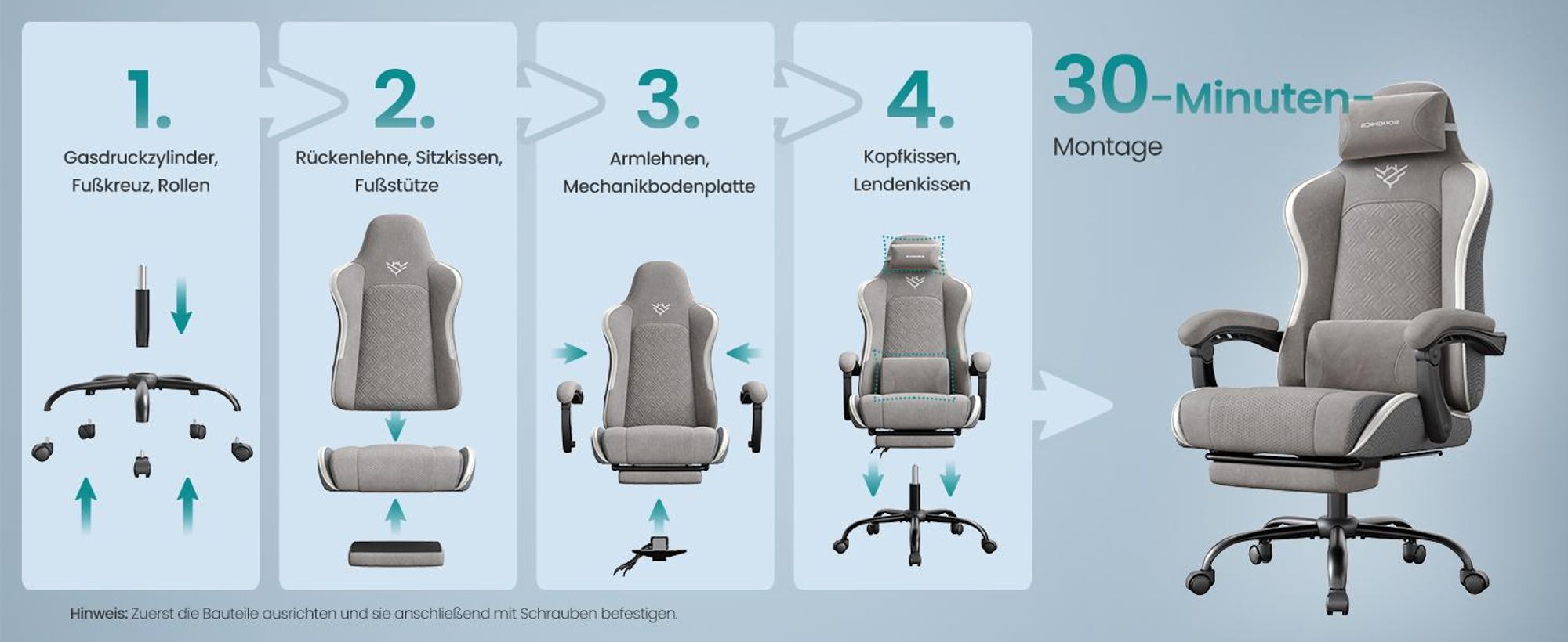 SONGMICS Gaming-Stuhl, Bürostuhl, Schreibtischstuhl, ergonomischer Gaming-Sessel