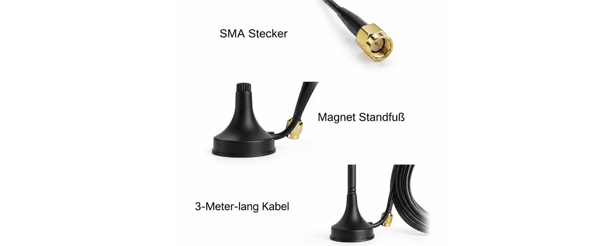 G55C LTE 4G Antenne 12dBi SMA Signalverstärker mit Magnetfuß 3m Kabel Außenantenne für Router Modem Repeater WLAN Mobilfunk Empfang