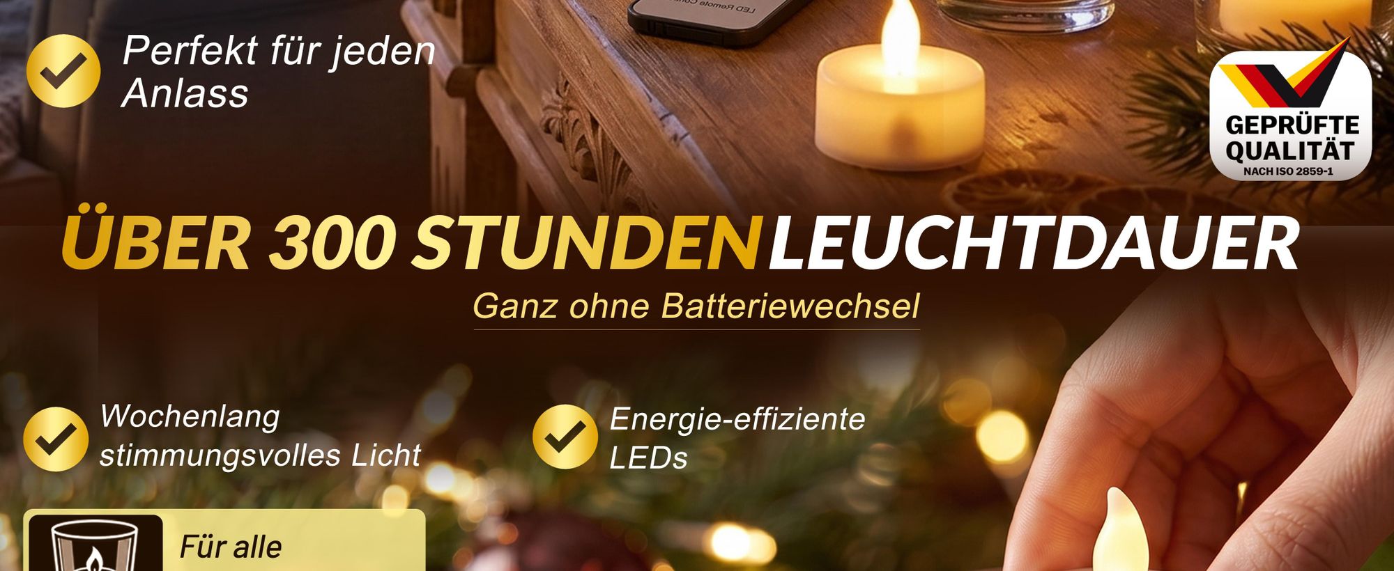 MONZANA LED Teelichter mit Fernbedienung, flackernd, 10er Set