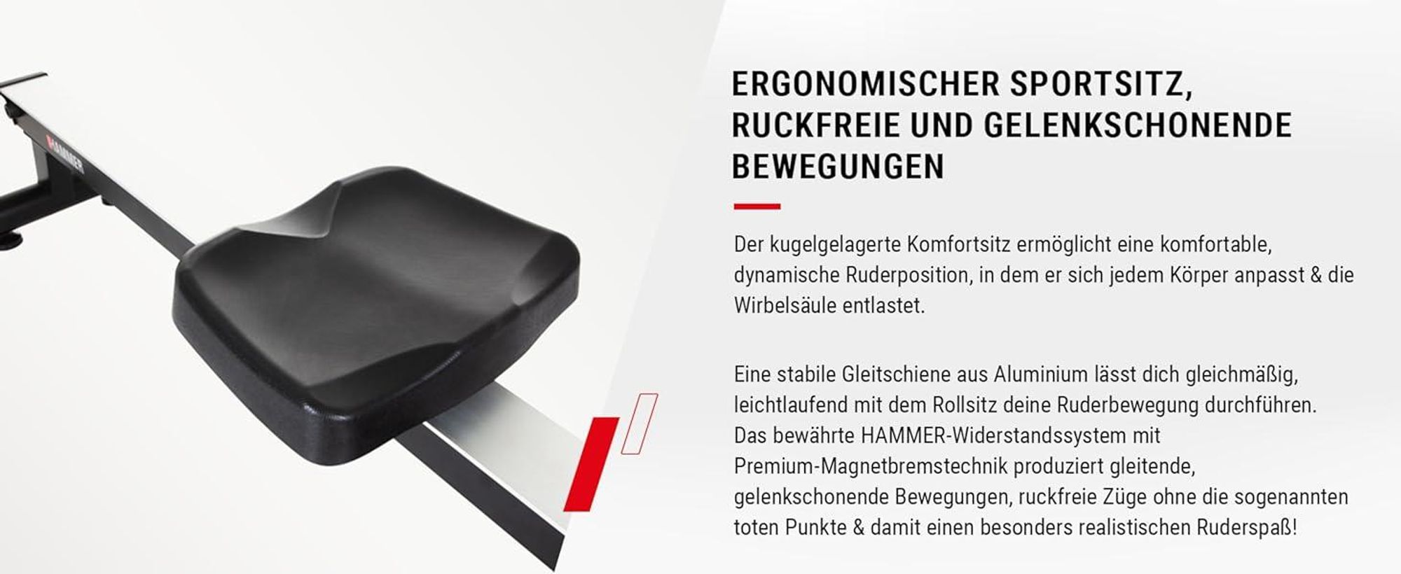 HAMMER Rudergerät Cobra XTR Plus II, innovativer Trainingscomputer, max. 130 kg