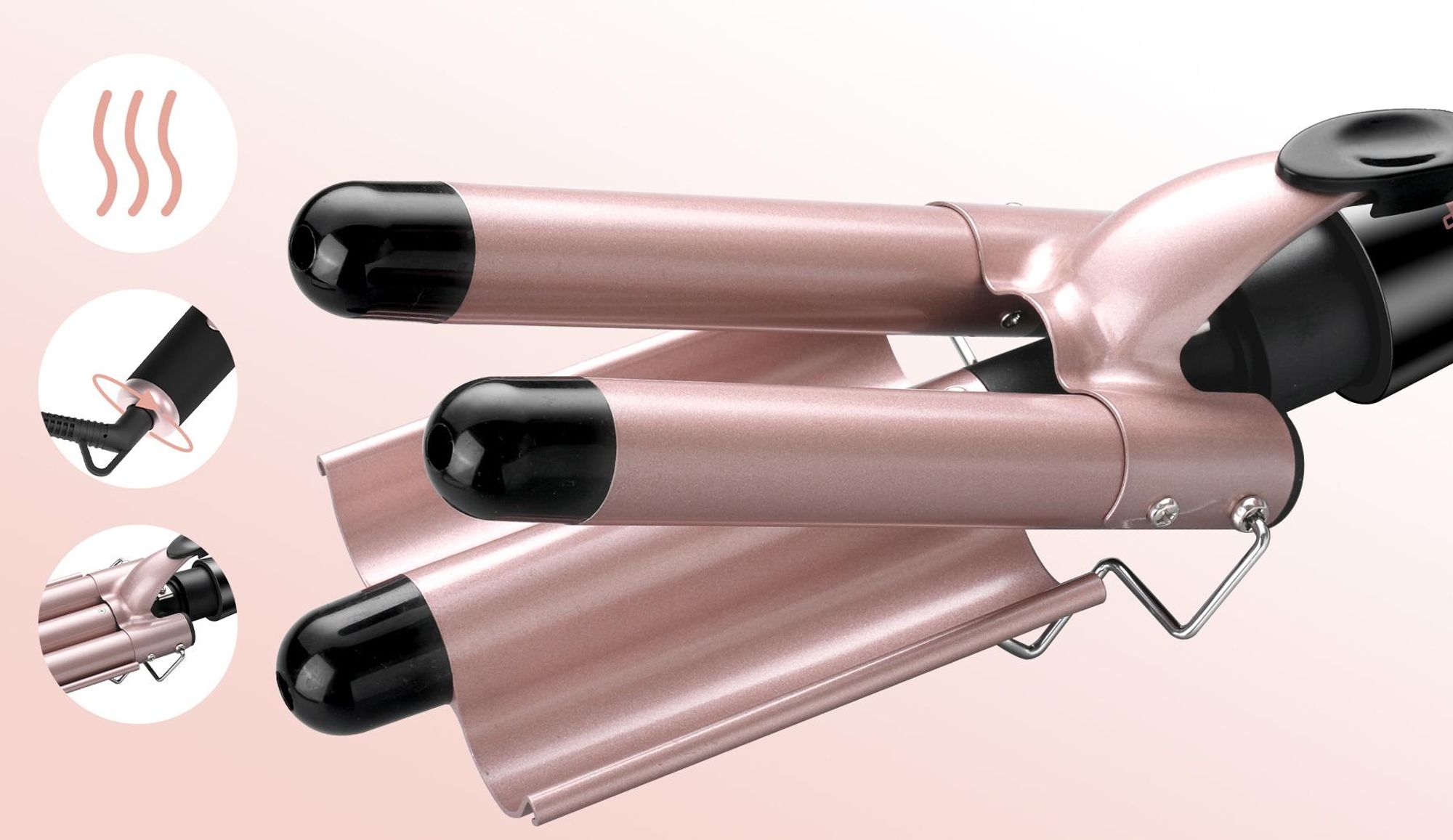 Lockenstab Set 5 in 1 mit 3 Fässer, Lockenstab große Locken Lockenstäbe Einstellbare Temperatur Lockenwickler mit Welleneisen Keramikbeschichtung Curl